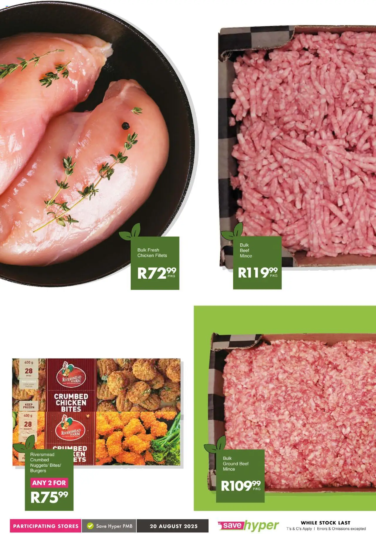 Save Market Day │ valid from 19.08.2025 | Page: 8 | Products: Chicken, Beef, Burgers, Stock