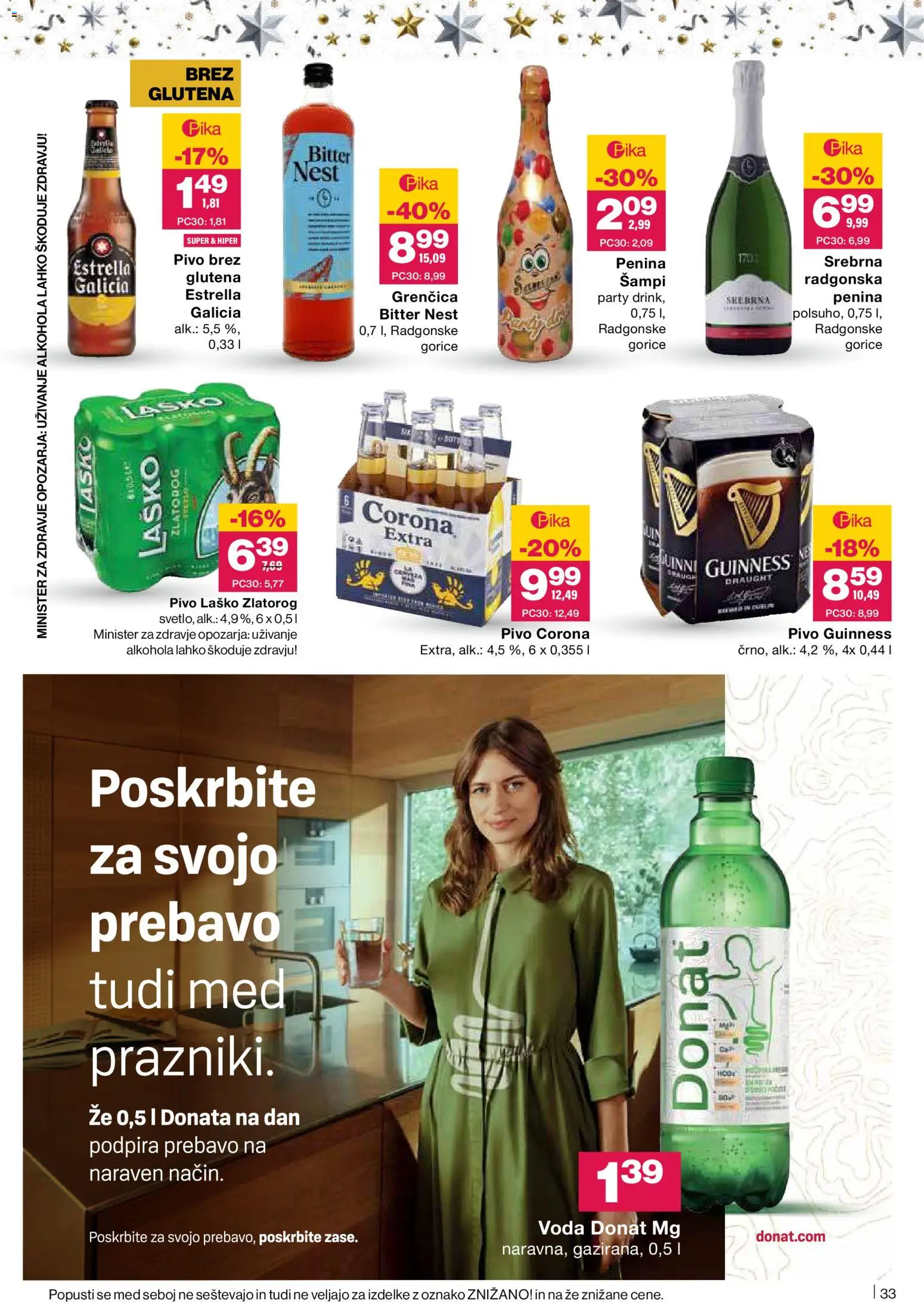 Novi Mercator katalog ponudbe – veljaven od 04.12.2025 | Stran: 33 | Izdelki: Penina, Pivo, Voda