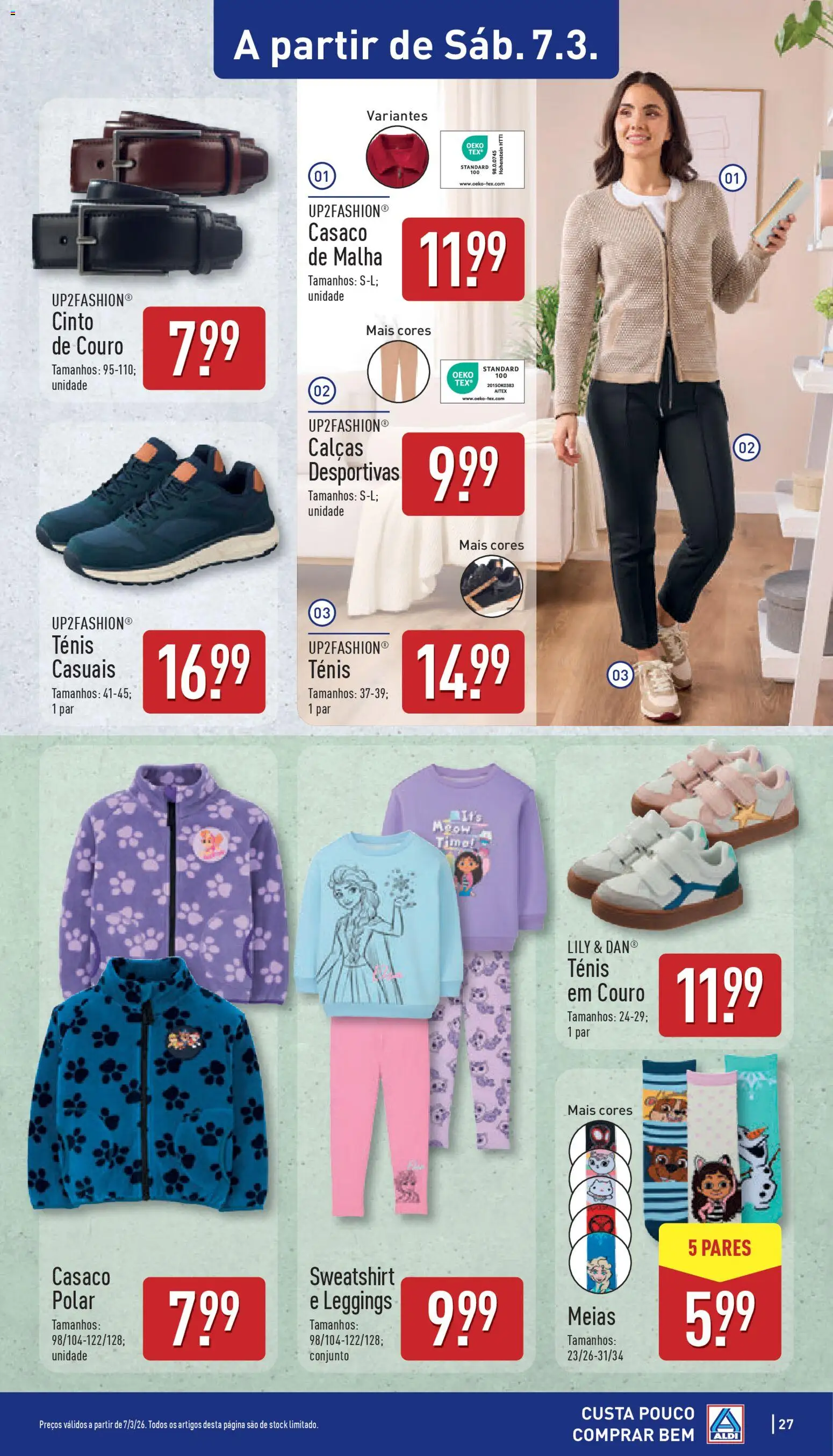 Aldi folheto │ válido de 02.03.2026 | Página: 27 | Produtos: Cinto, Casaco, Sweatshirt, Meias