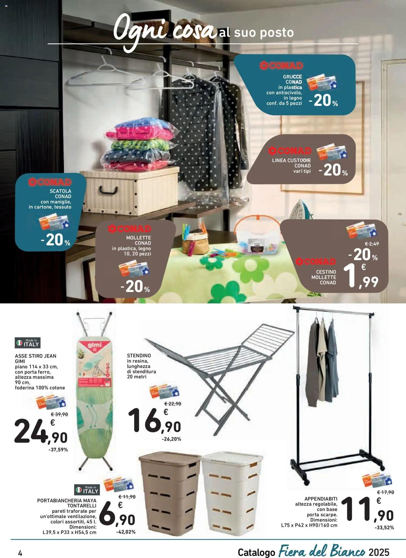 Volantino Conad del 27.12.2025 | Pagina: 4 | Prodotti: Cestino, Appendiabiti, Grucce, Portabiancheria