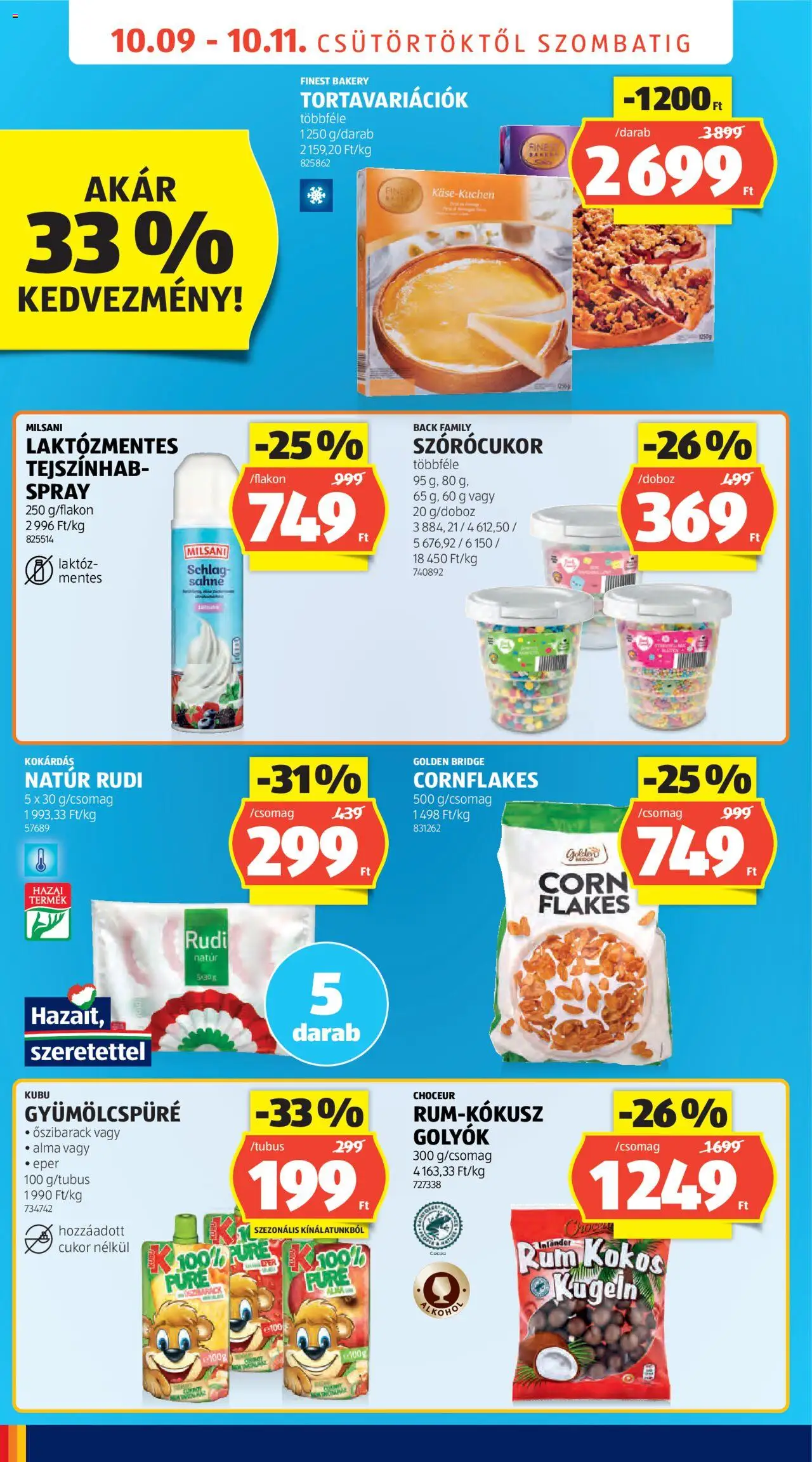 Aldi akciós ujság - amely érvényes a következő dátumtól: 09.10.2025 | Oldal: 4 | Termékek: Tejszínhab, Alma, Eper, Cukor