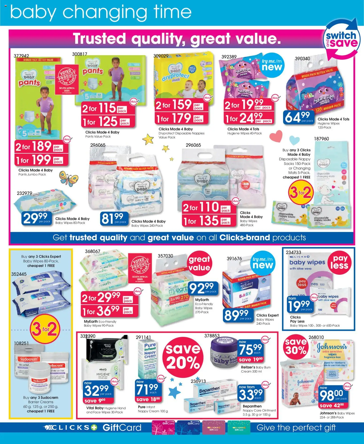 New Clicks catalogue – valid from 23.10.2025 | Page: 30 | Products: Pants, Fragrance, Switch, Cream