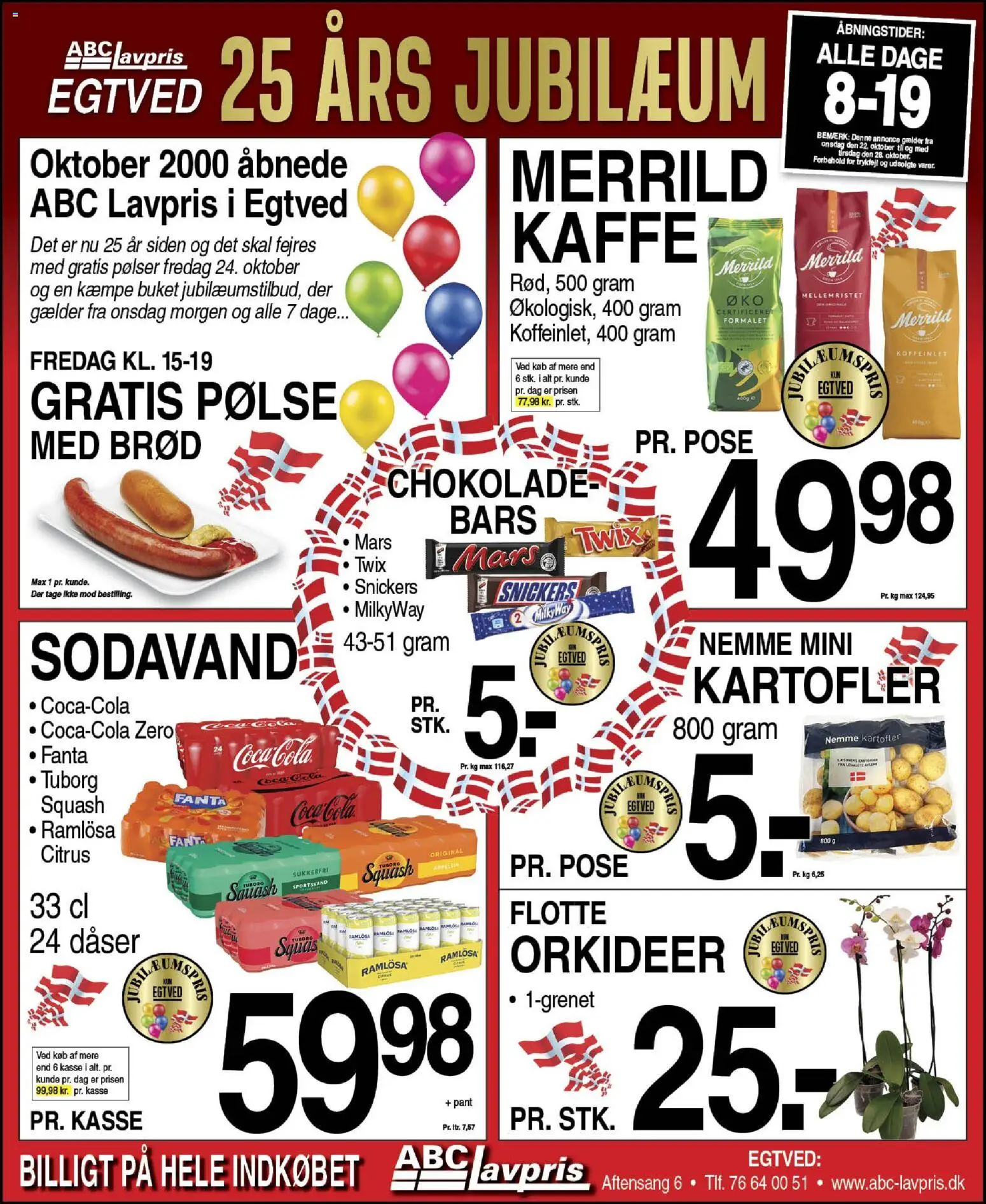 Abc Lavpris tilbudsavis – gyldig fra 22.10.2025 | Side: 1 | Produkter: Kaffe, Pølser, Squash, Sodavand