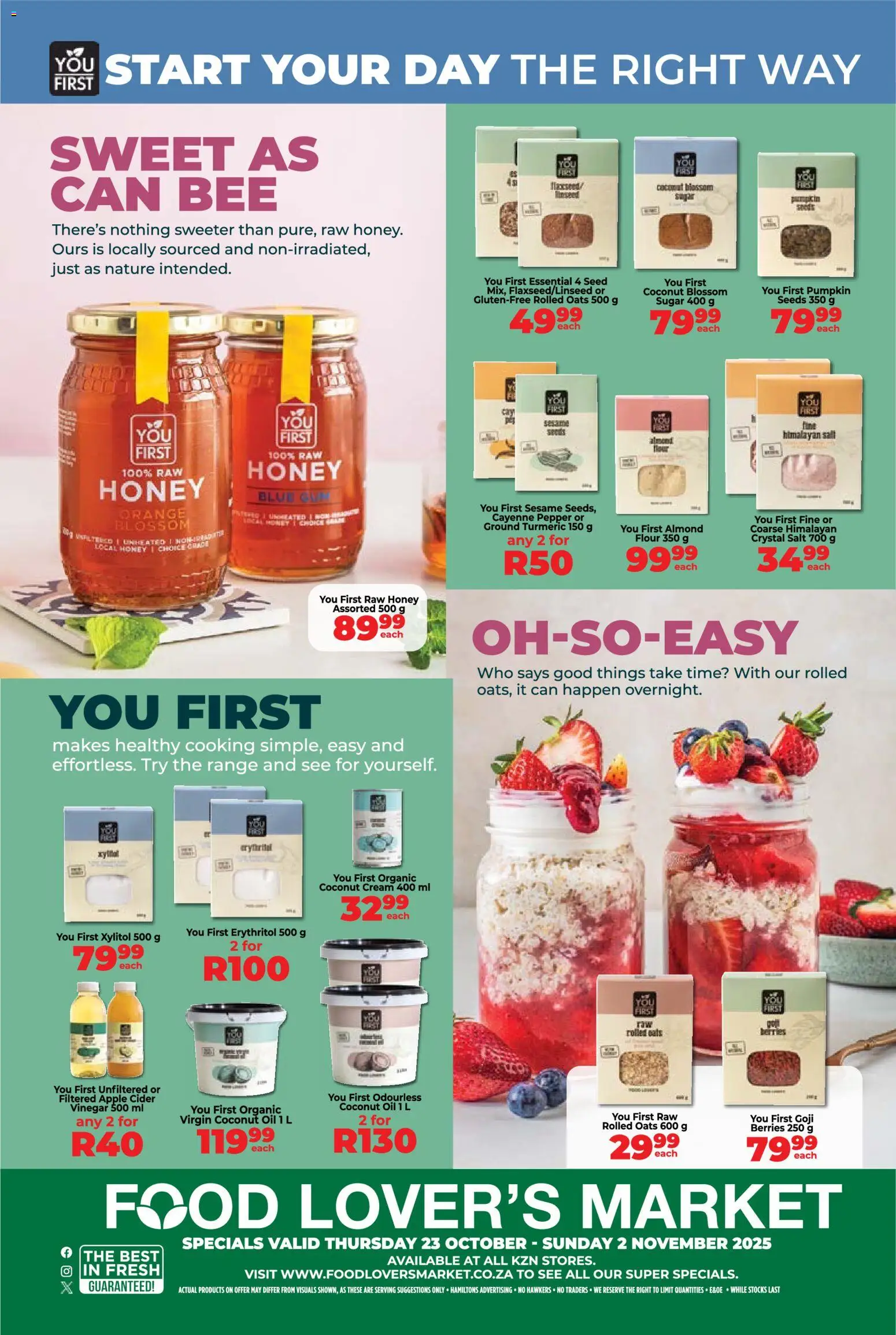 New Food Lover's Market catalogue – valid from 23.10.2025 | Page: 8 | Products: Flour, Oats, Cream, Pepper