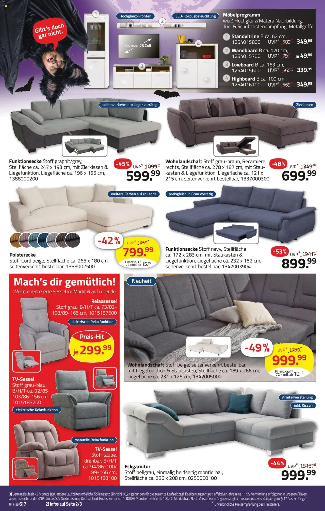 Roller Prospekt 	 – gültig ab 05.10.2025 | Seite: 6 | Produkte: Wohnlandschaft, Lowboard, Wandboard, Sessel