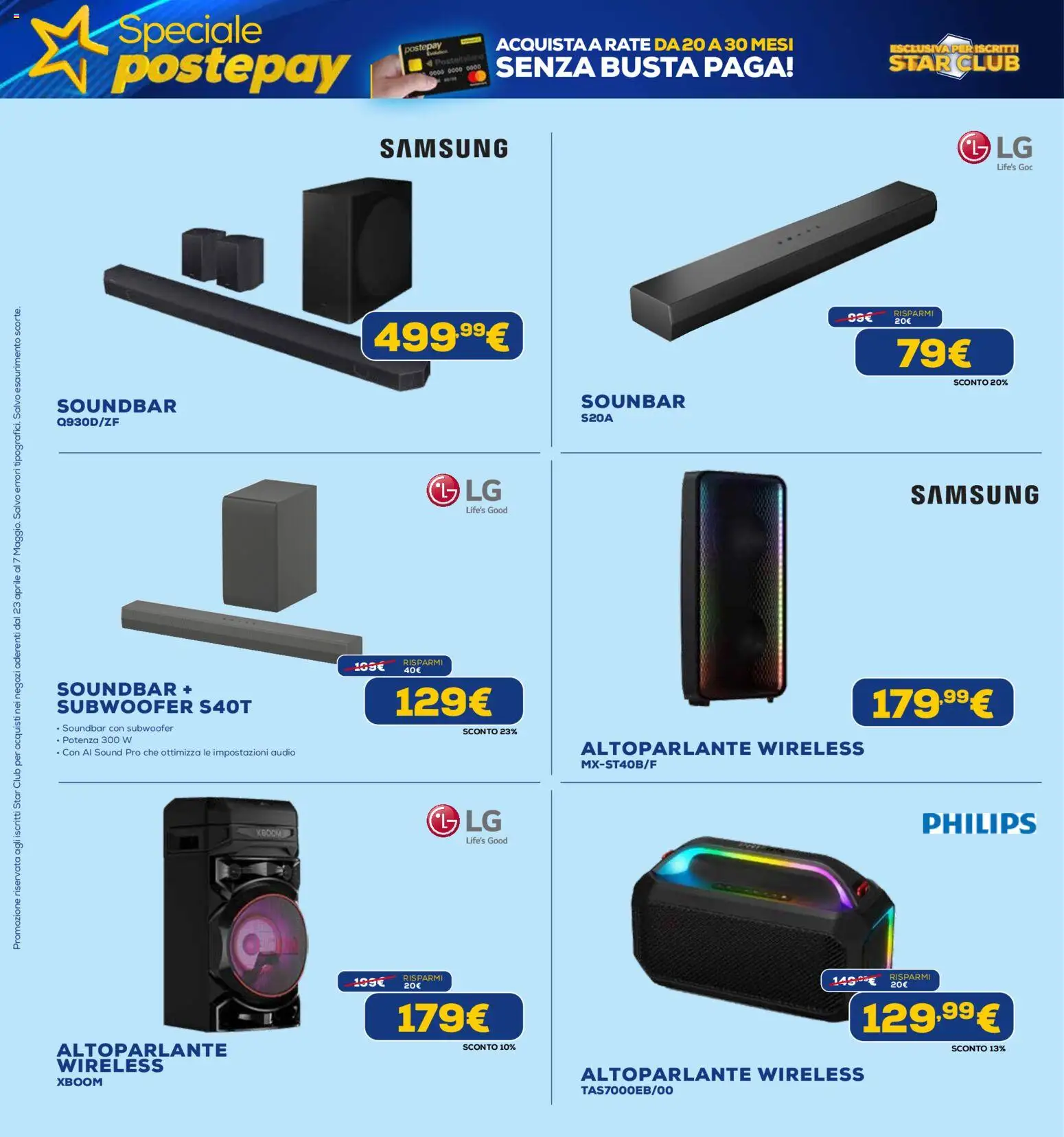 Volantino Euronics del 23.04.2026 | Pagina: 21 | Prodotti: Altoparlante, Soundbar, Audio, Samsung