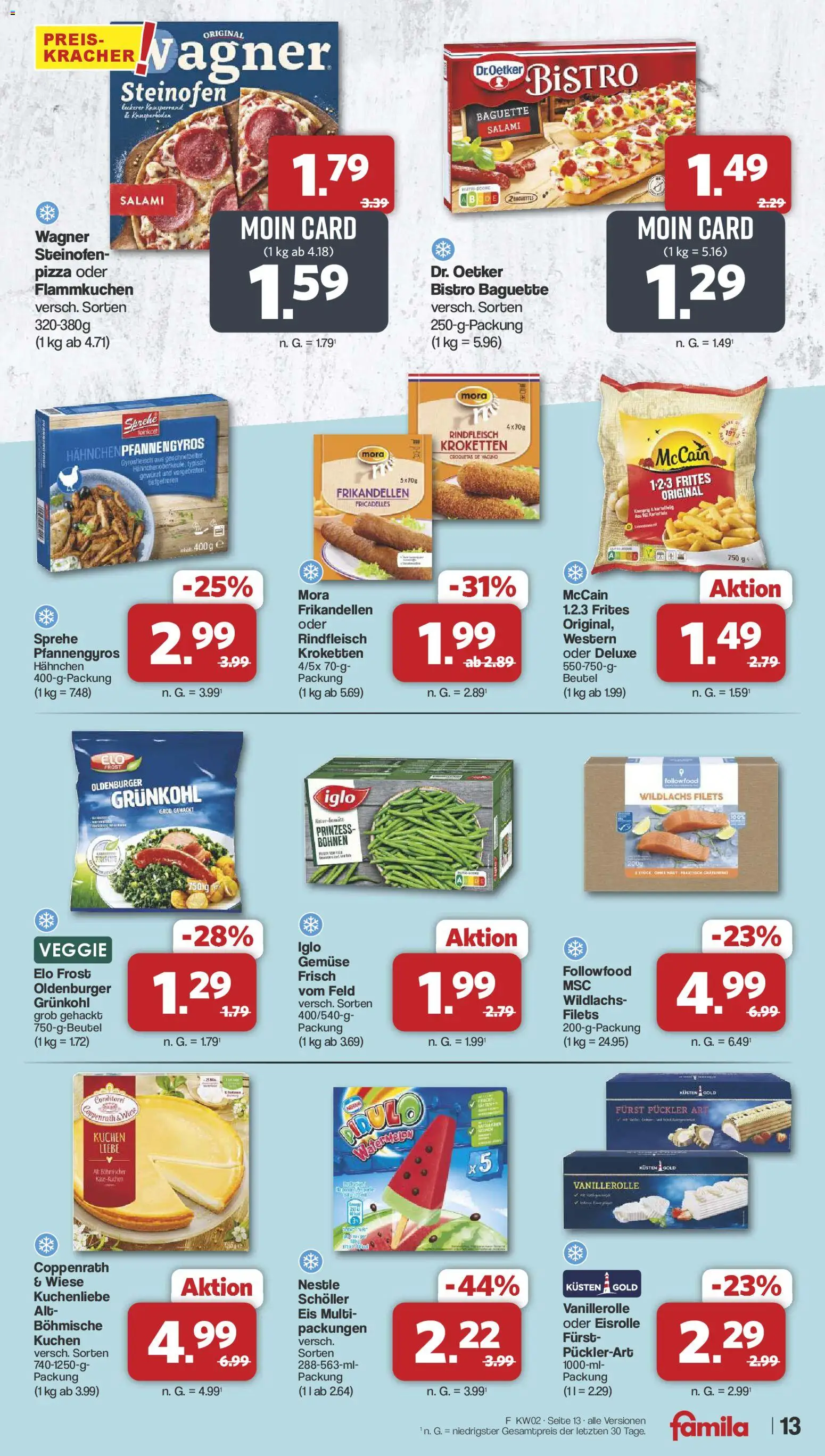 Famila Nordwest Prospekt 	 – gültig ab 05.01.2026 | Seite: 13 | Produkte: Baguette, Gemüse, Rindfleisch, Eis