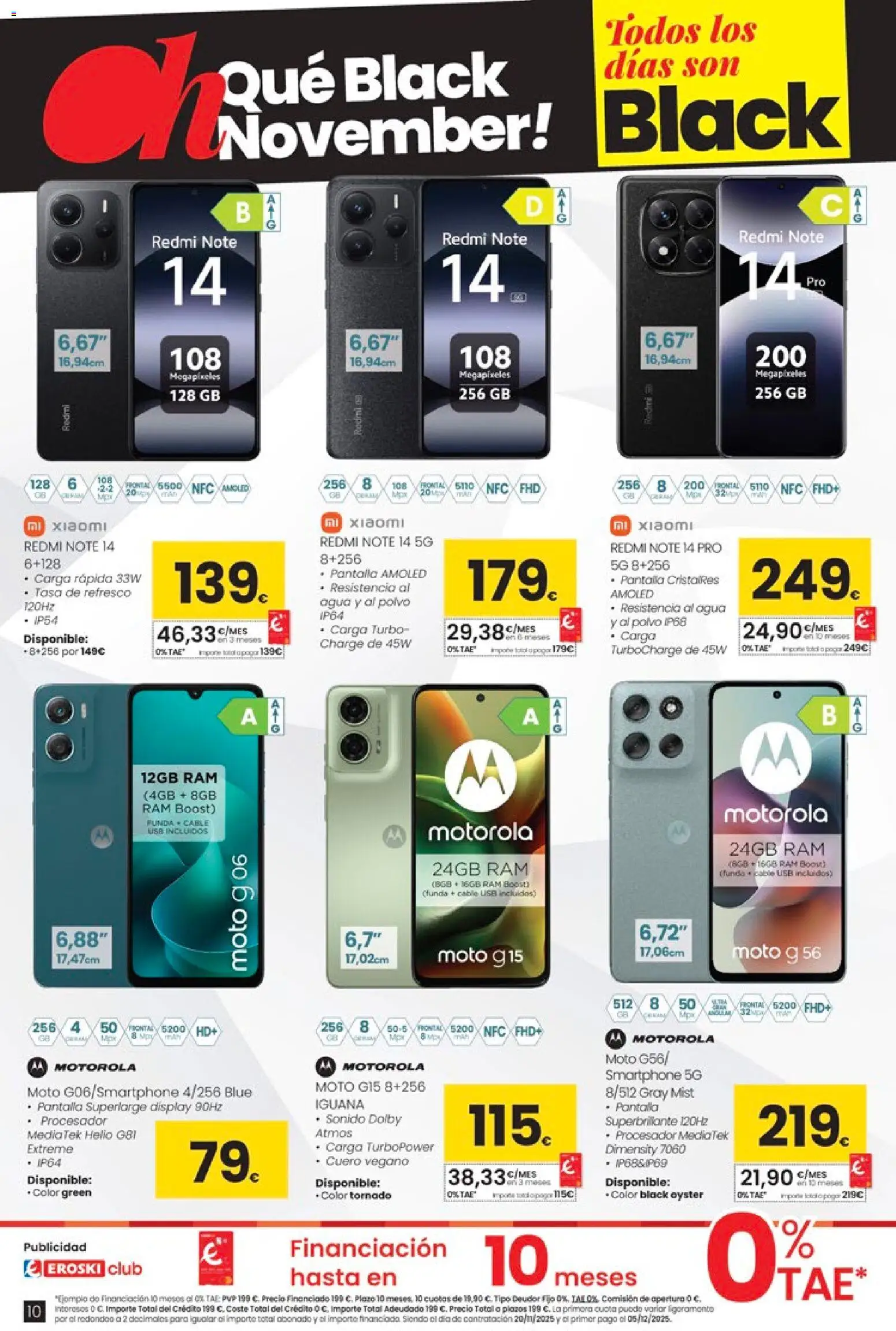 Eroski - Black Friday │ válido desde el 20.11.2025 | Página: 10 | Productos: Smartphone, Cable, Funda, USB