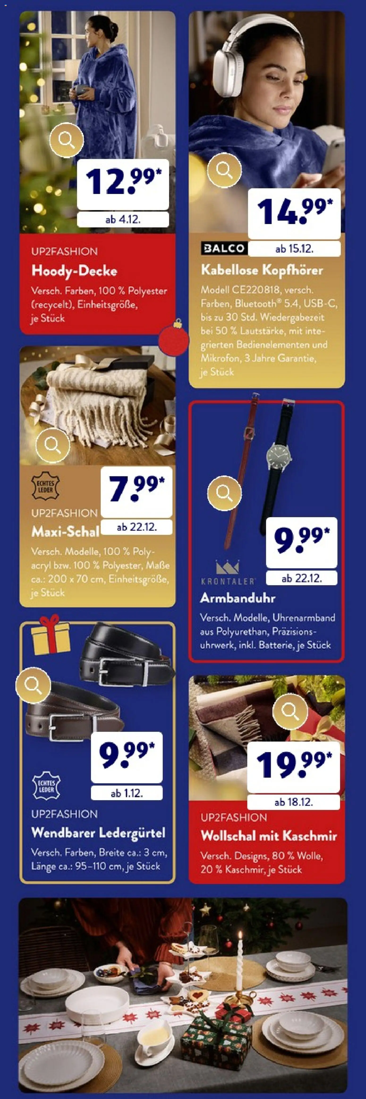 Aldi Süd - Weihnachtsbroschüre Dezember 2025 – gültig ab 01.12.2025 | Seite: 6 | Produkte: Up2fashion, Kopfhörer
