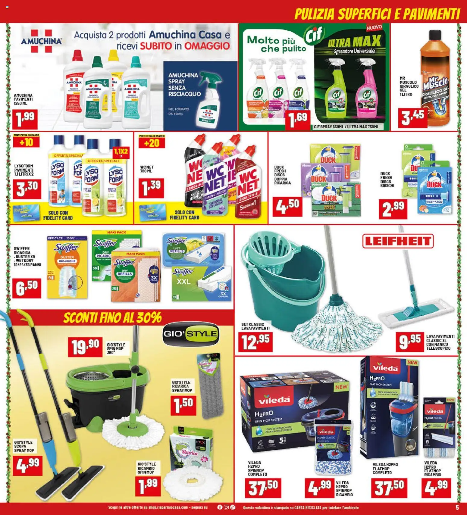 Volantino RisparmioCasa del 26.11.2025 | Pagina: 5 | Prodotti: Sgrassatore, Scopa, WC