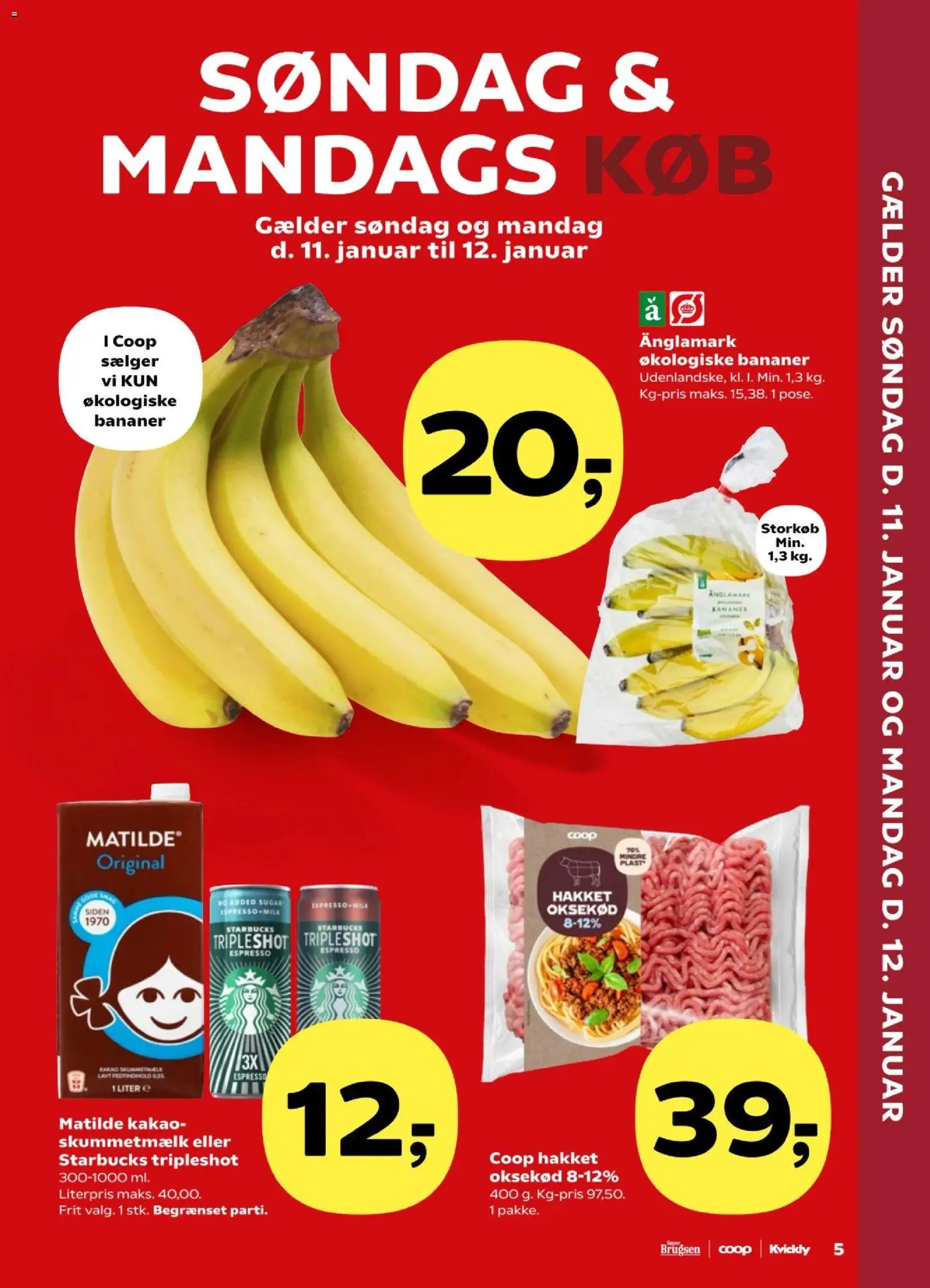 Kvickly tilbudsavis – gyldig fra 09.01.2026 | Side: 5 | Produkter: Bananer, Oksekød, Kakao
