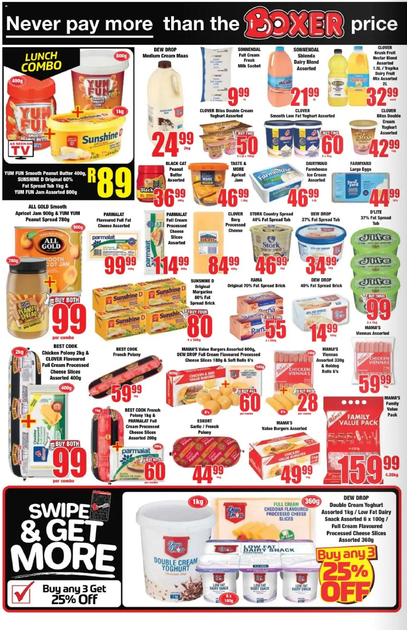 New Boxer catalogue – valid from 23.04.2026 | Page: 4 | Products: Yoghurt, Beef, Peanut butter, Dairy blend