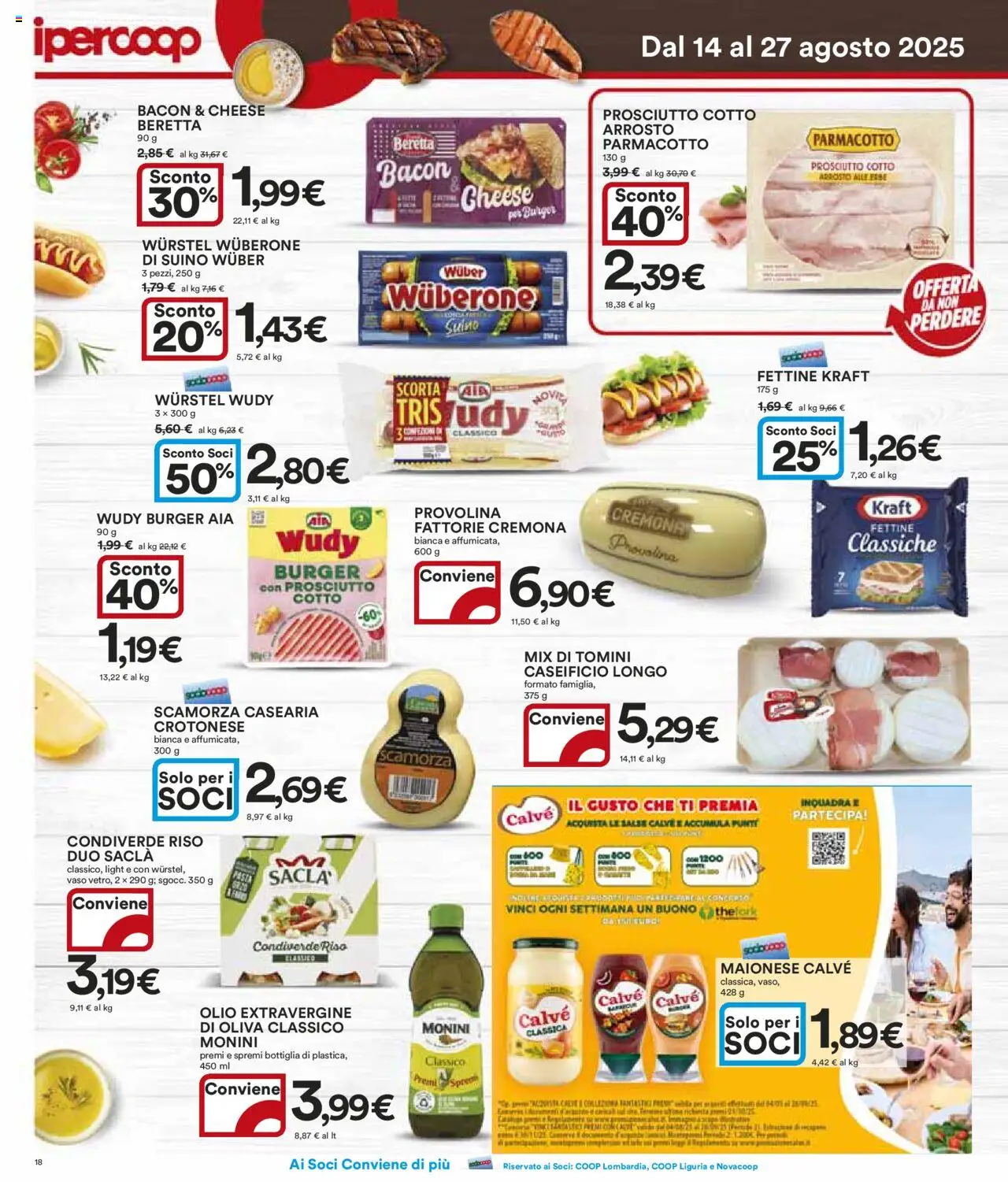 Volantino Ipercoop del 14.08.2025 | Pagina: 18 | Prodotti: Prosciutto Cotto, Prosciutto, Wurstel, Bottiglia