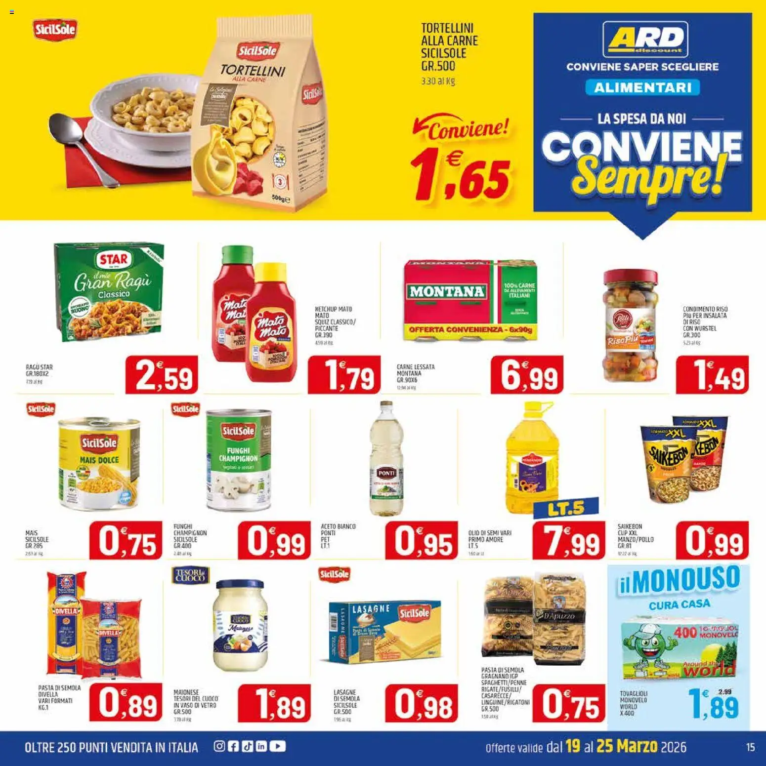 Volantino ARD Discount del 19.03.2026 | Pagina: 15 | Prodotti: Riso, Funghi, Ragú, Mais