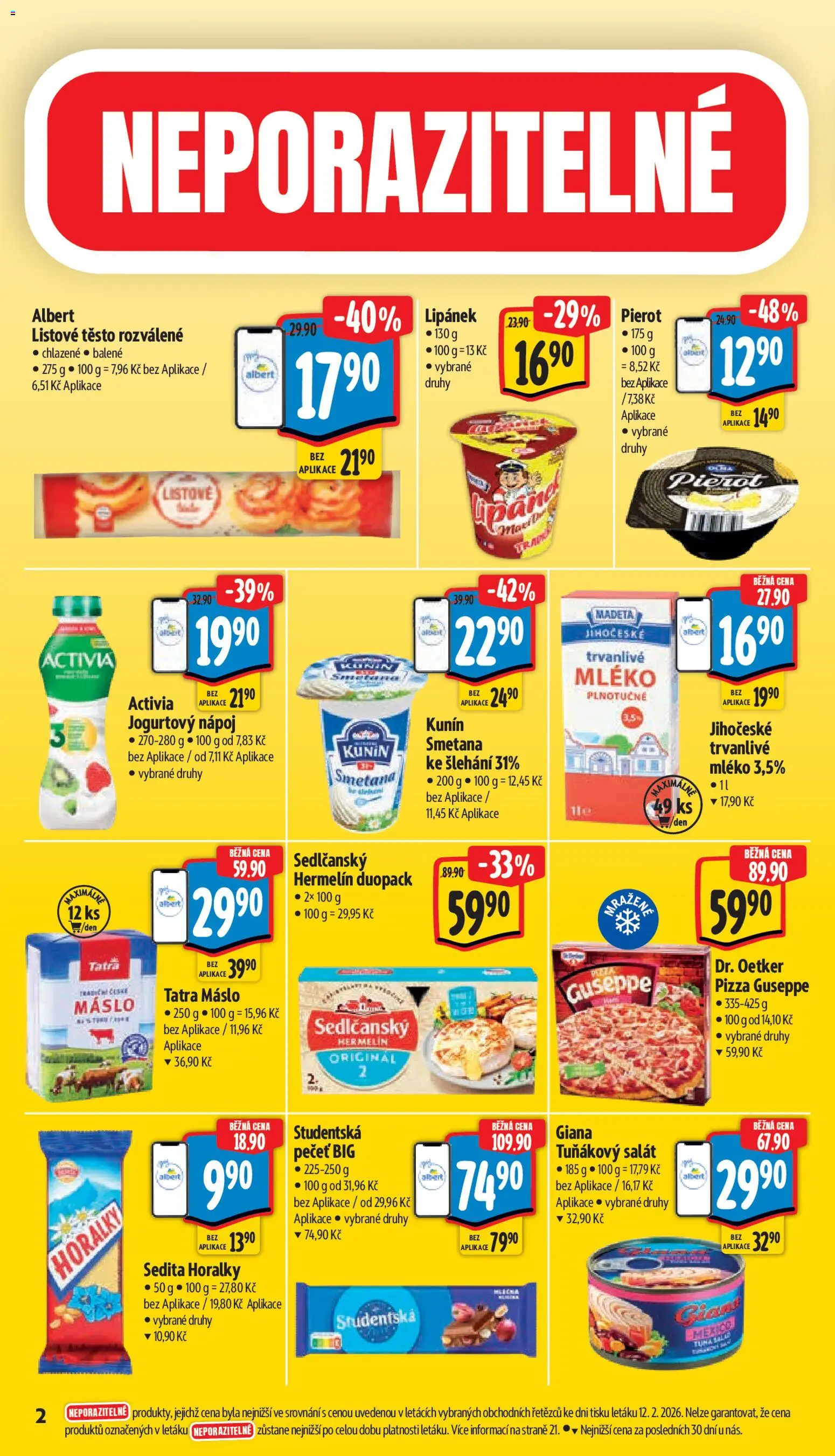 Albert leták - Supermarket od 18.02.2026 | Strana: 6 | Produkty: Lipánek, Pizza, Listové těsto, Tuňákový salát