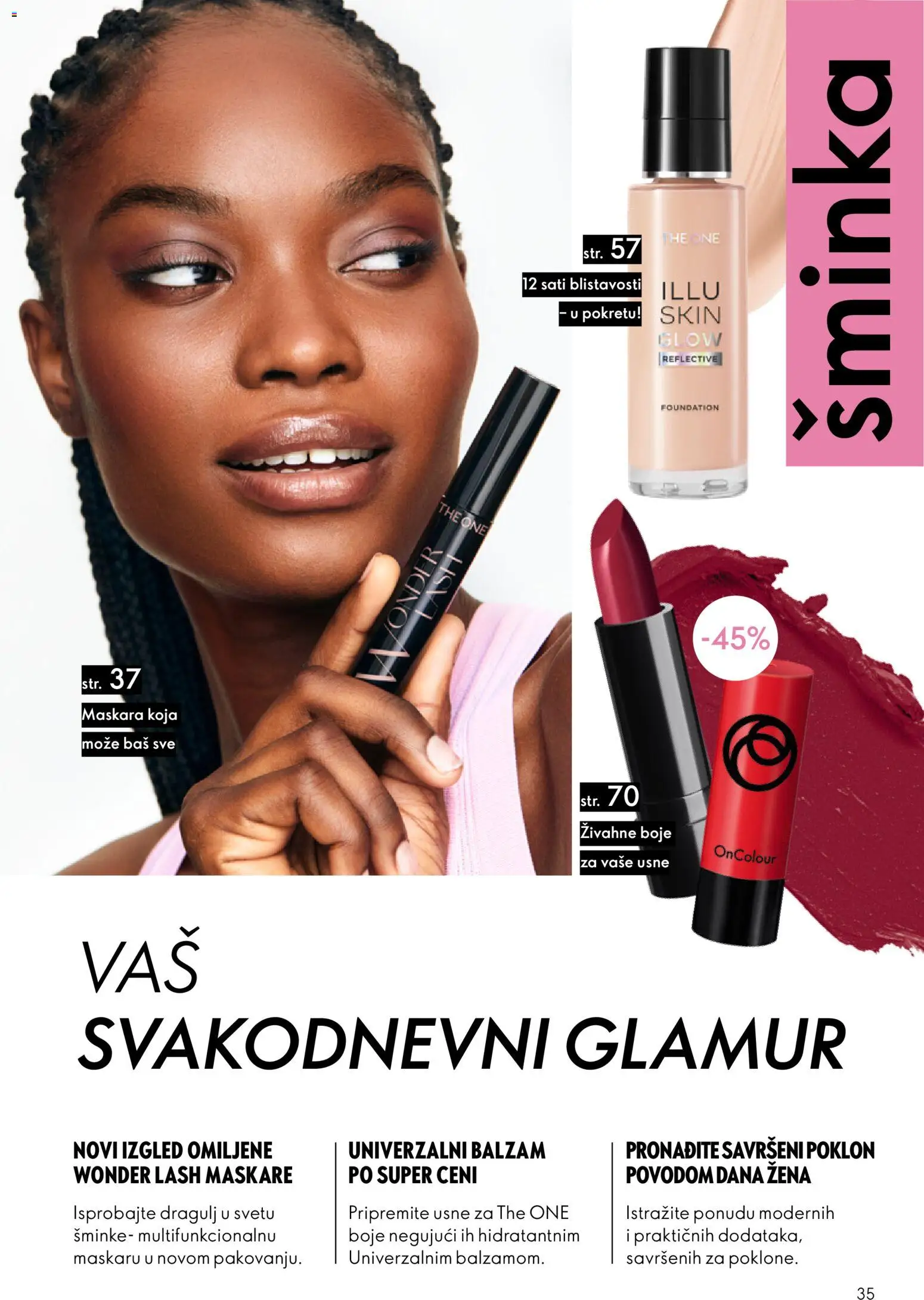 Oriflame katalog - važi od 18.02.2026 | Strana: 35 | Proizvode: Šminka, Maskara, Balzam