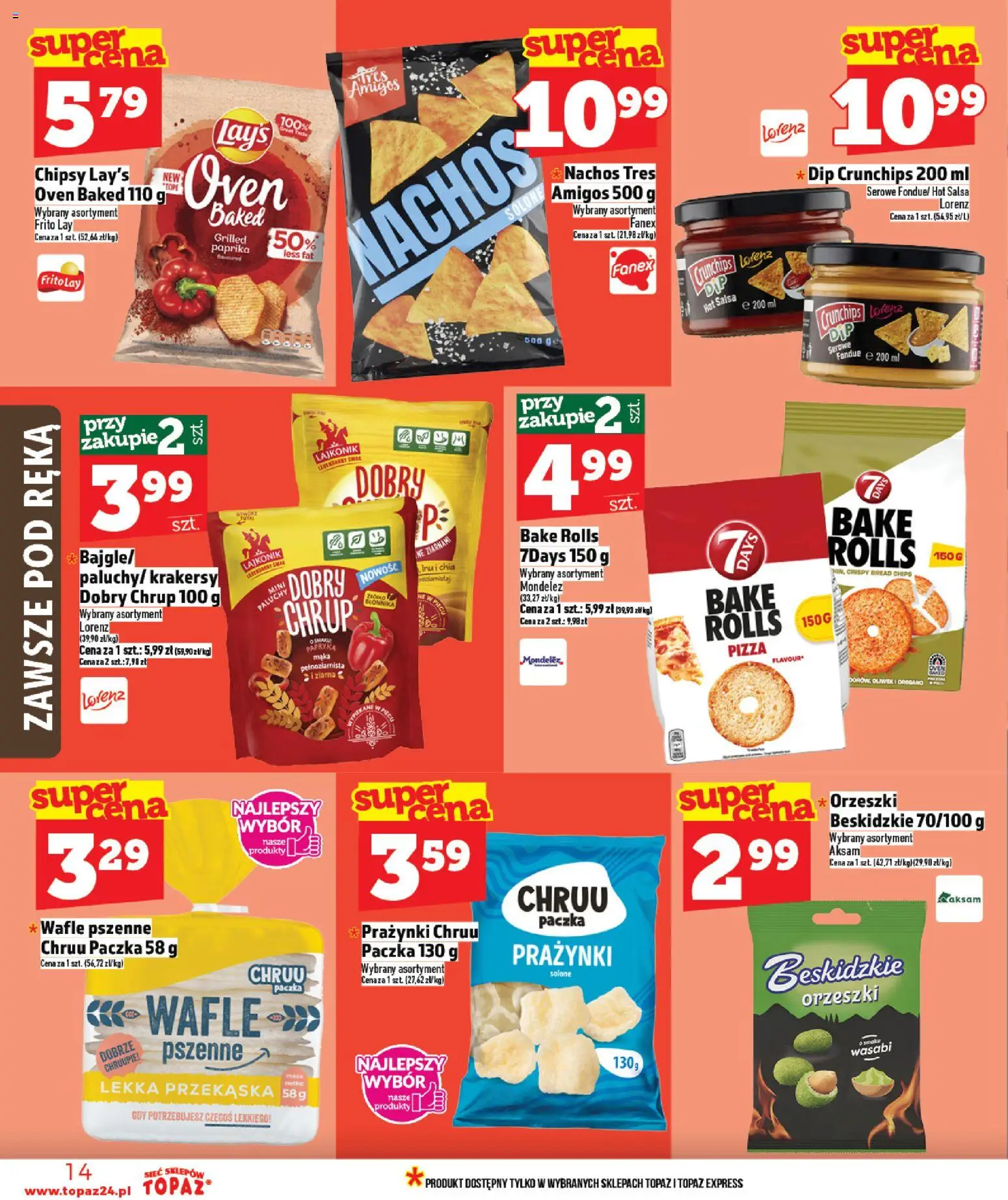 Topaz Gazetka MAZ od 08.01.2026 | Strona: 14 | Produkty: Wafle, Krakersy, Pizza, Mąka pełnoziarnista