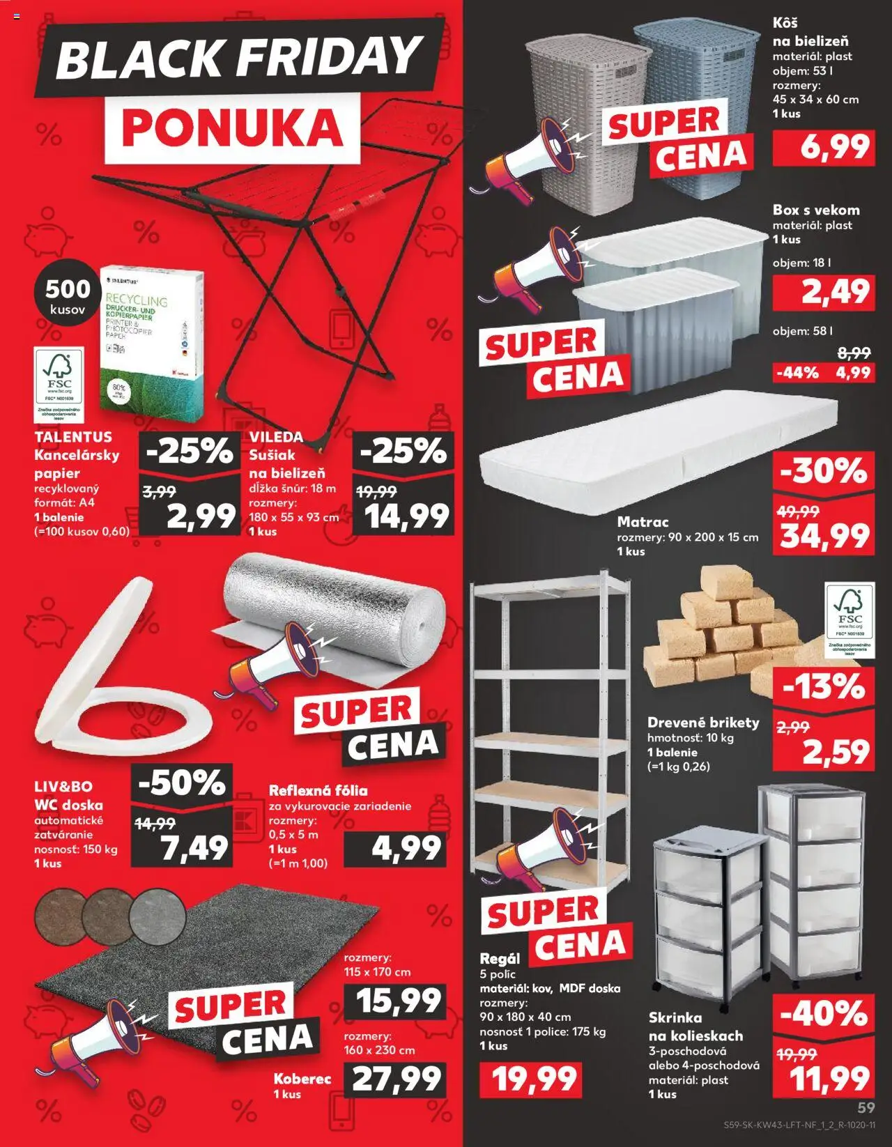 Nové Kaufland akcie – leták je platný od 23.10.2025 | Strana: 59 | Produkty: Matrac, Regál, Koberec, Kôš na bielizeň
