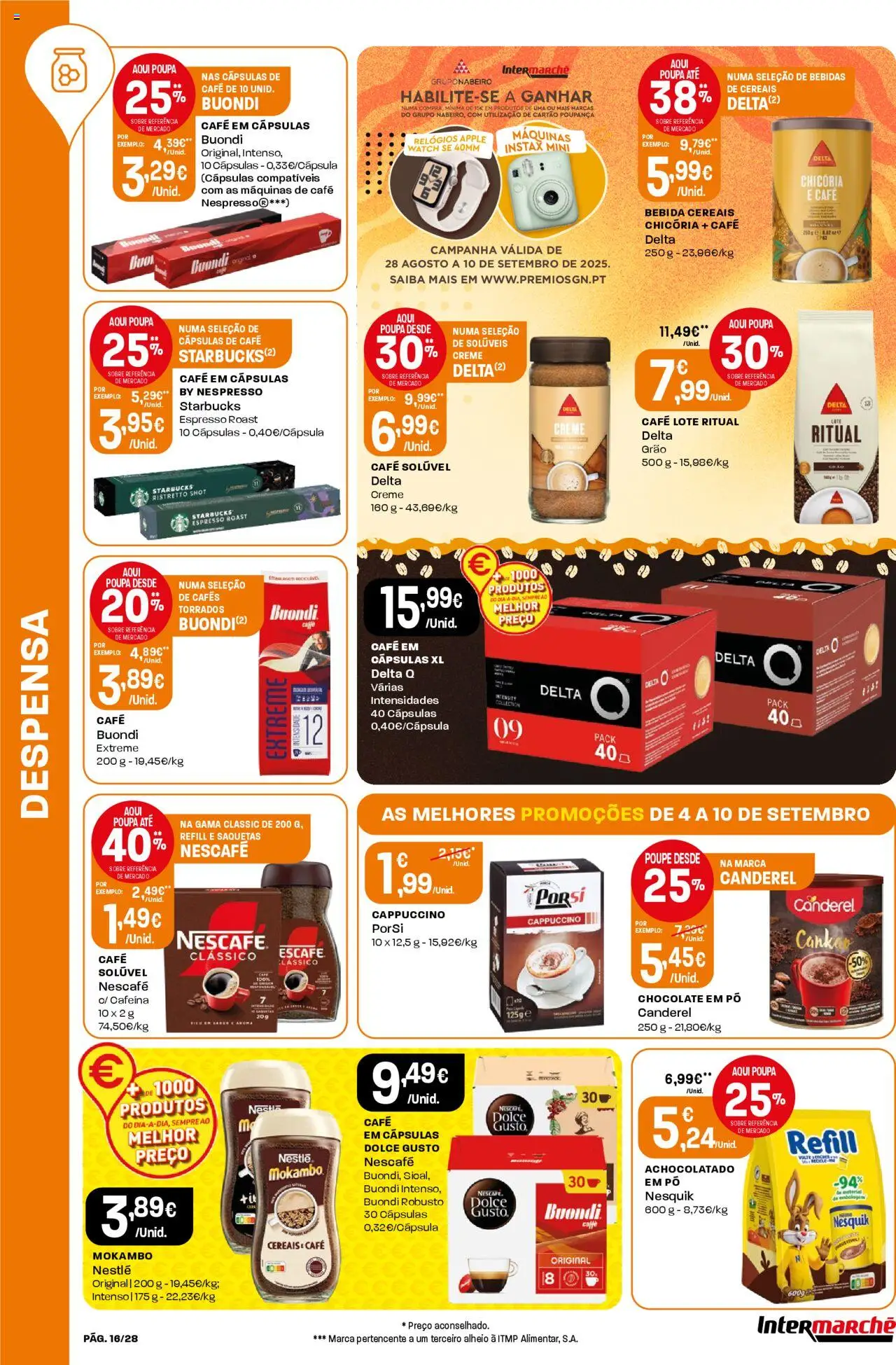 Intermarché folheto │ válido de 04.09.2025 | Página: 16 | Produtos: Pó, Nespresso, Dolce gusto, Cereais