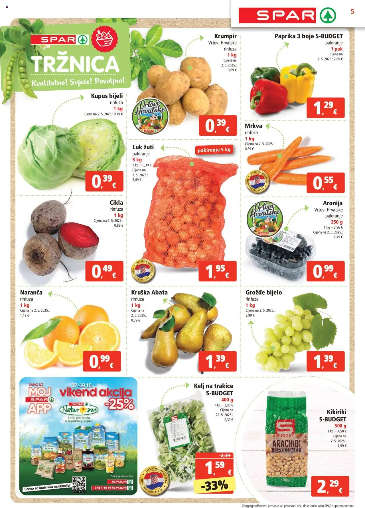Spar katalog | vrijedi od 15.10.2025 | Stranica: 5 | Proizvodi: Paprika, Kikiriki, Cikla, Kruška