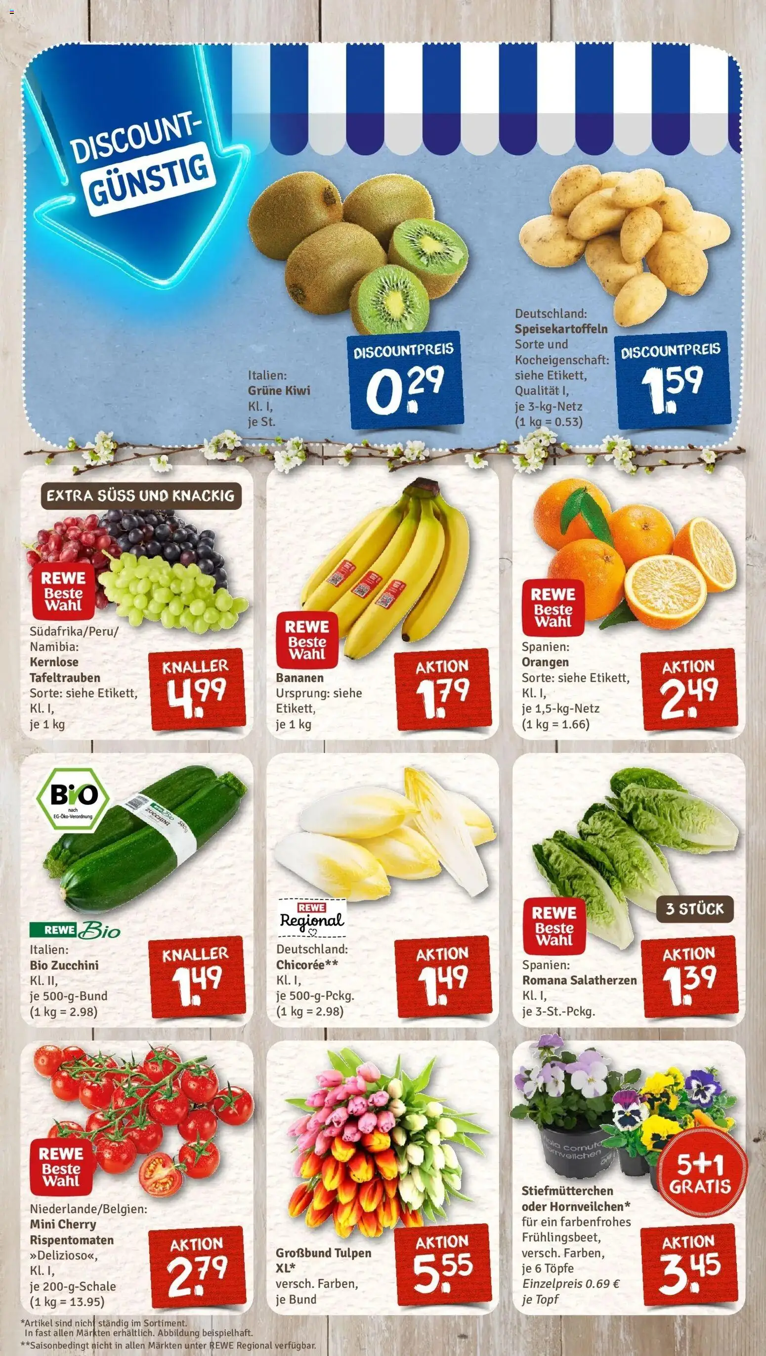 Rewe Prospekt Oberviechtach	 – gültig ab 15.03.2026 | Seite: 3 | Produkte: Stiefmutterchen, Bananen, Zucchini, Kiwi