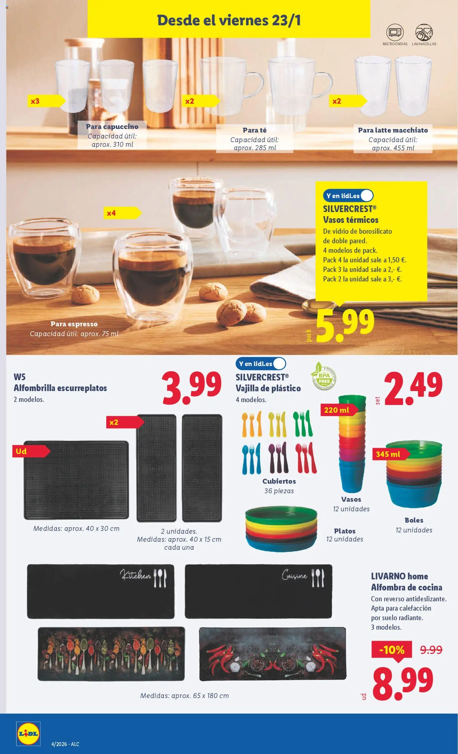 Lidl folleto de bazar │ válido desde el 19.01.2026 | Página: 26 | Productos: Alfombrilla, Vasos, Cocina, Alfombra
