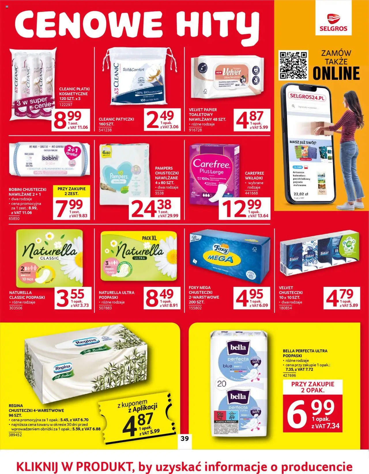 Selgros cash&carry Gazetka od 05.06.2025 | Strona: 39 | Produkty: Papier toaletowy, Podpaski, Płatki kosmetyczne, Płatki