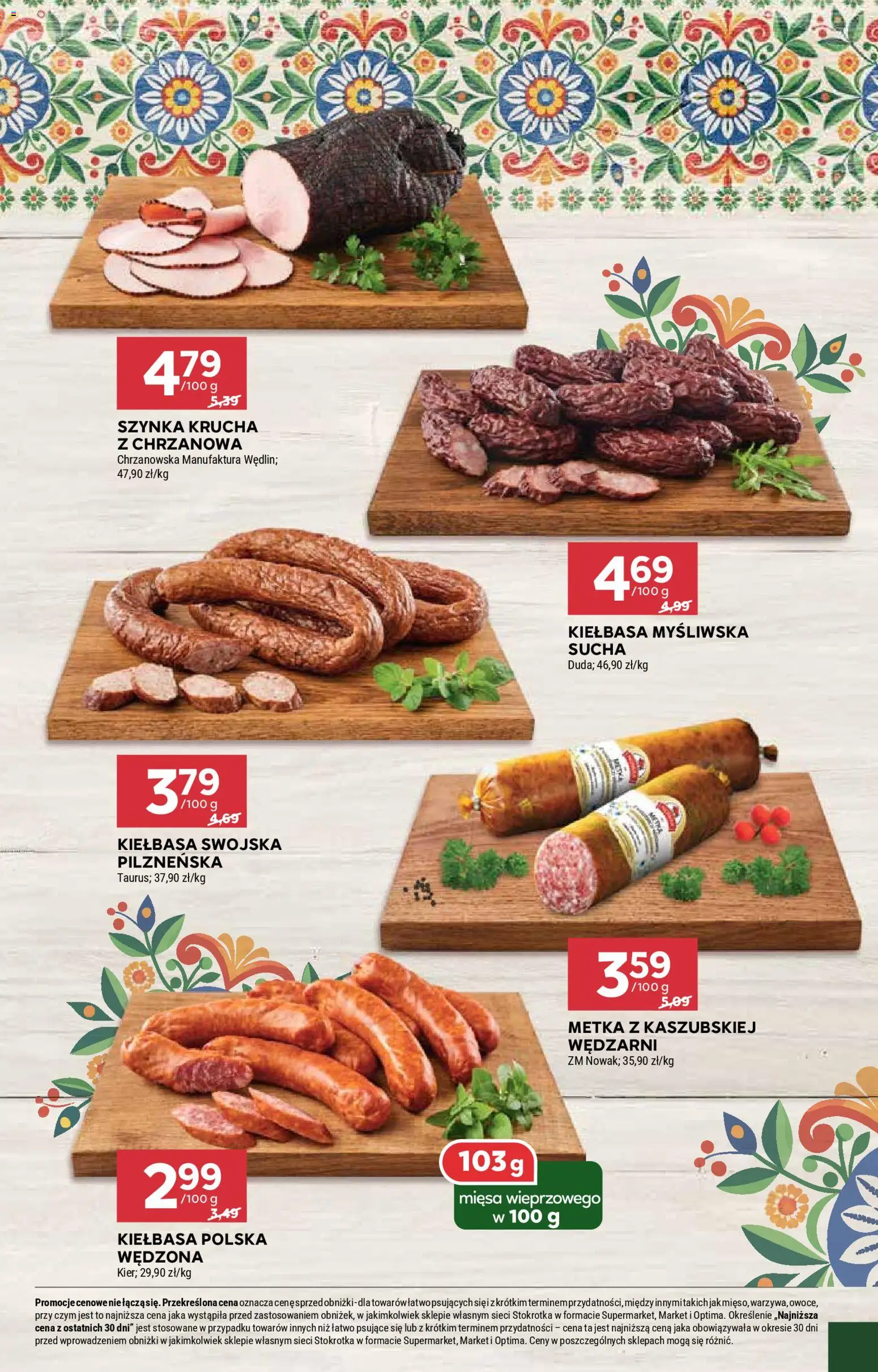 Stokrotka gazetka - Market od 26.03.2026 | Strona: 33 | Produkty: Kiełbasa, Stokrotka, Myśliwska, Szynka