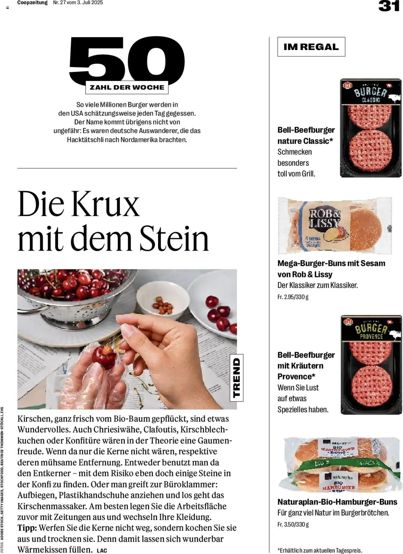 Coop Magazin ab 03.07.2025 | Seite: 31 | Produkte: Regal, Burger