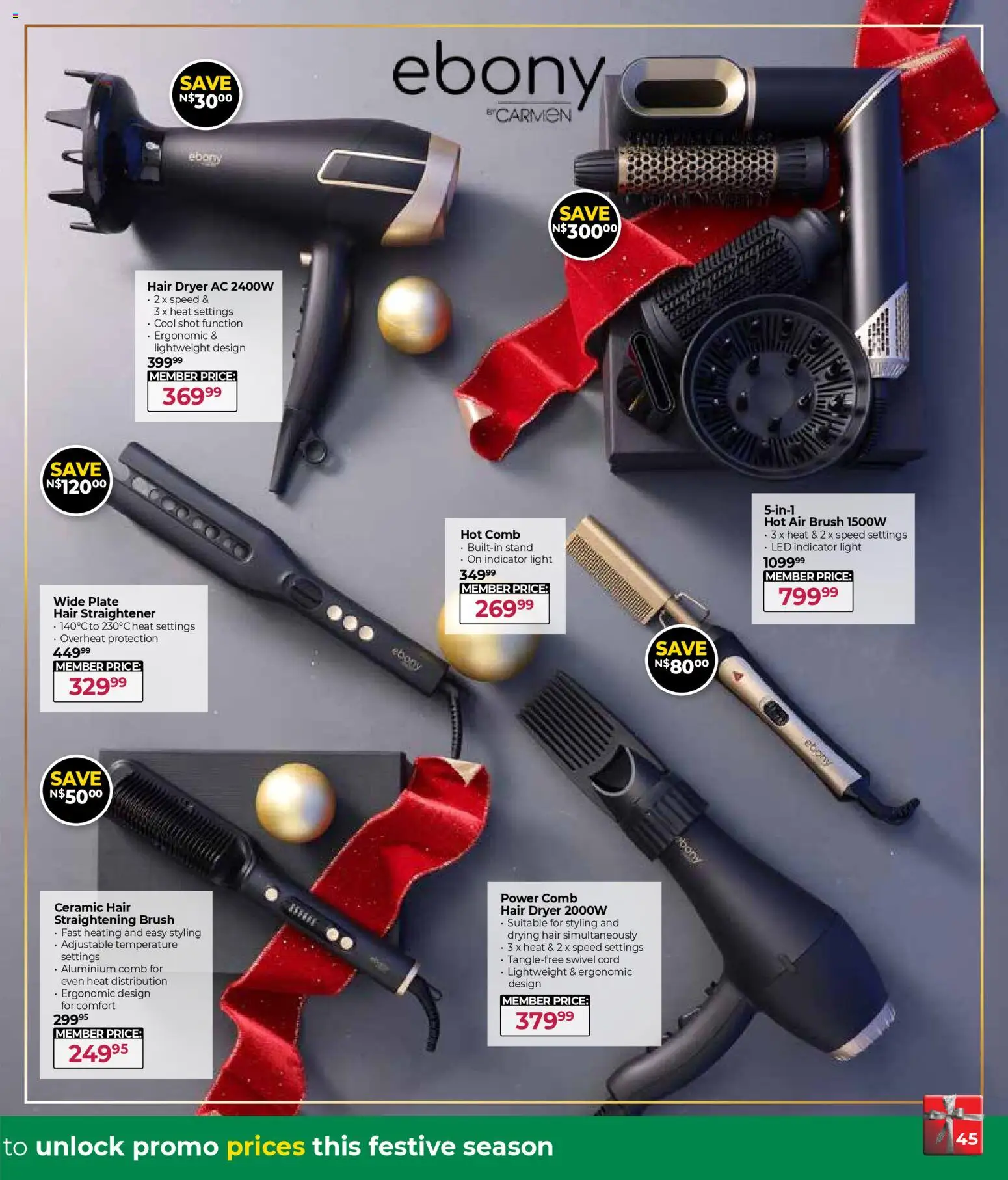 New Dis-Chem catalogue – valid from 29.10.2025 | Page: 45 | Products: Dryer, Hair dryer, Hair straightener, Light