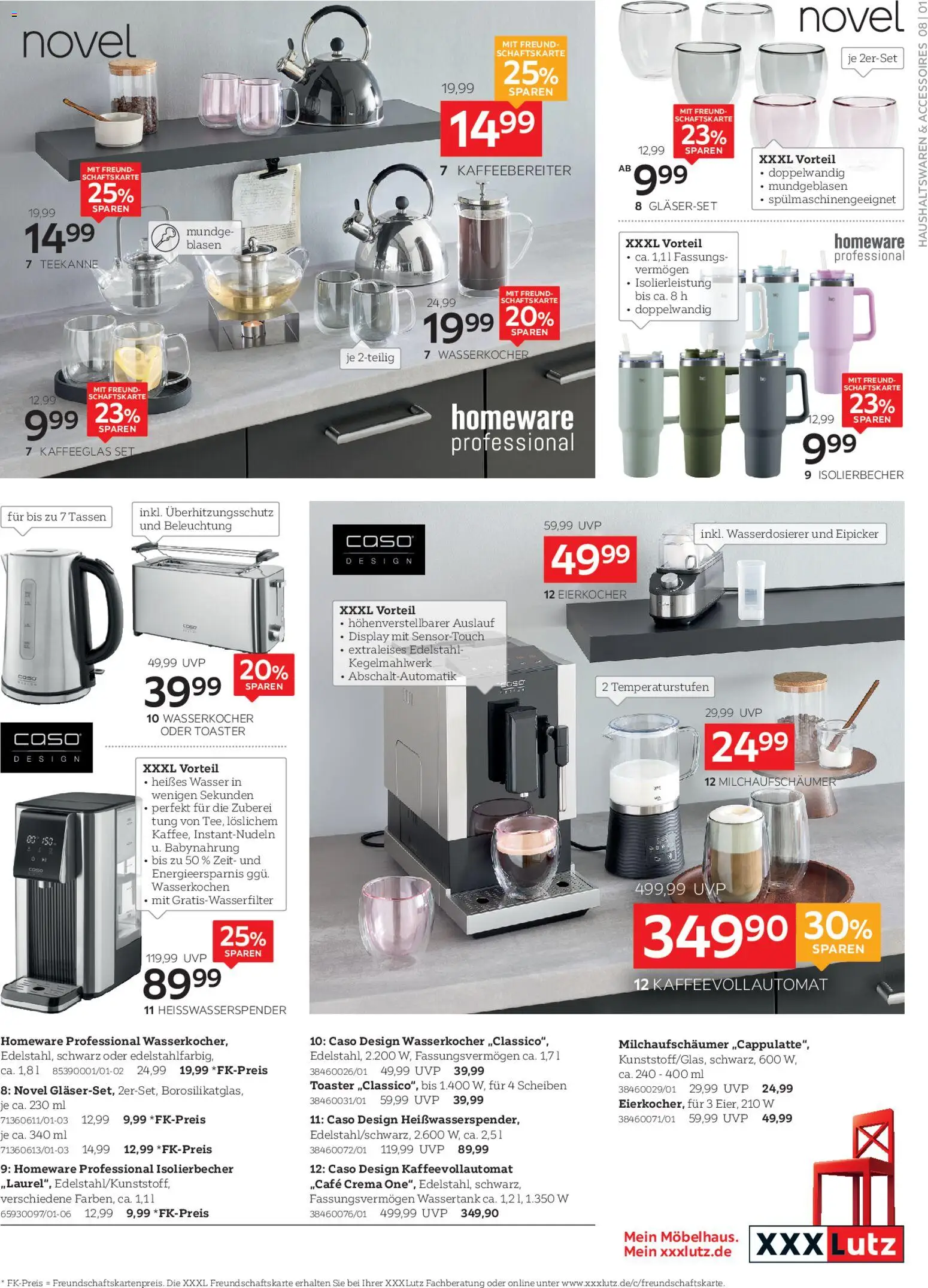 XXXL Lutz Restaurantgutscheine – gültig ab 26.10.2025 | Seite: 5 | Produkte: Wasserkocher, Toaster, Wasser, Eierkocher