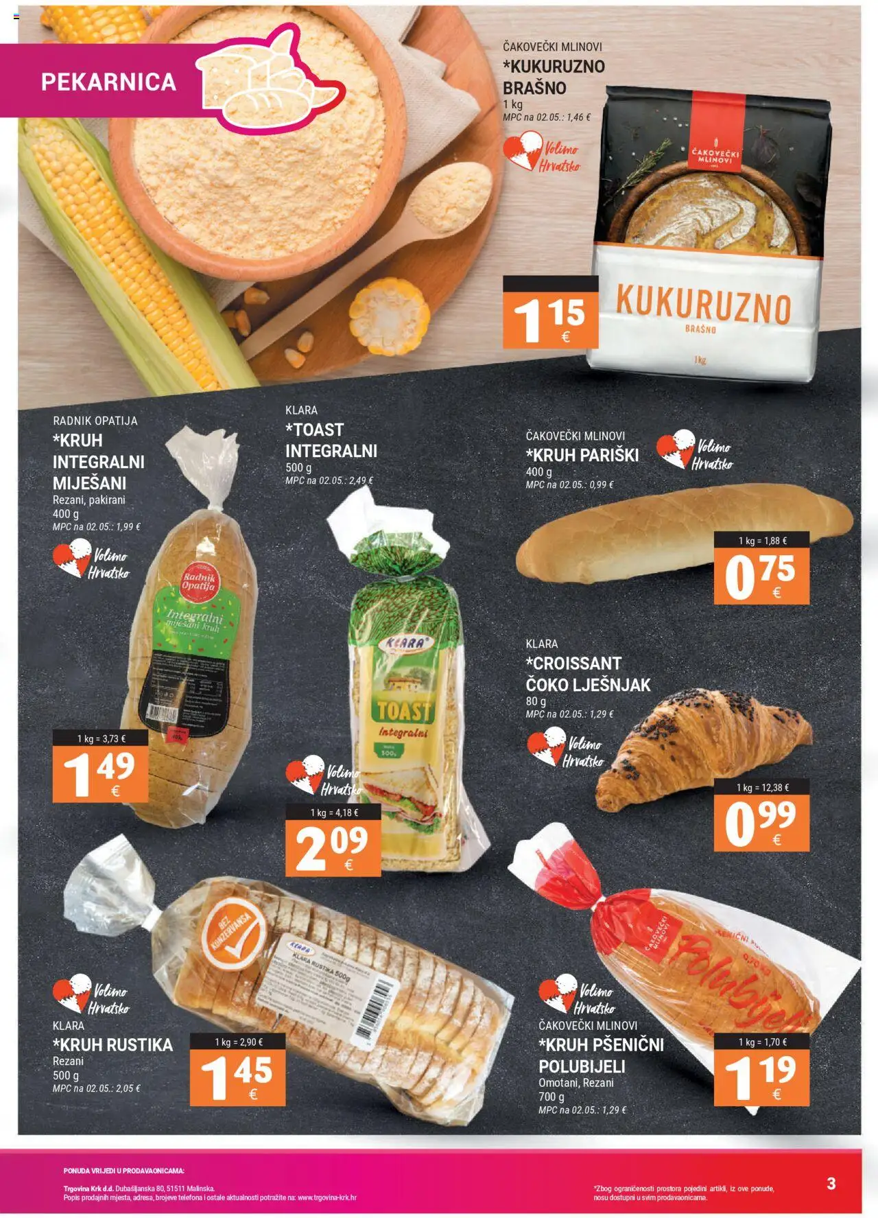 Trgovina Krk katalog | vrijedi od 01.09.2025 | Stranica: 3 | Proizvodi: Kruh, Toast, Lješnjak, Brašno