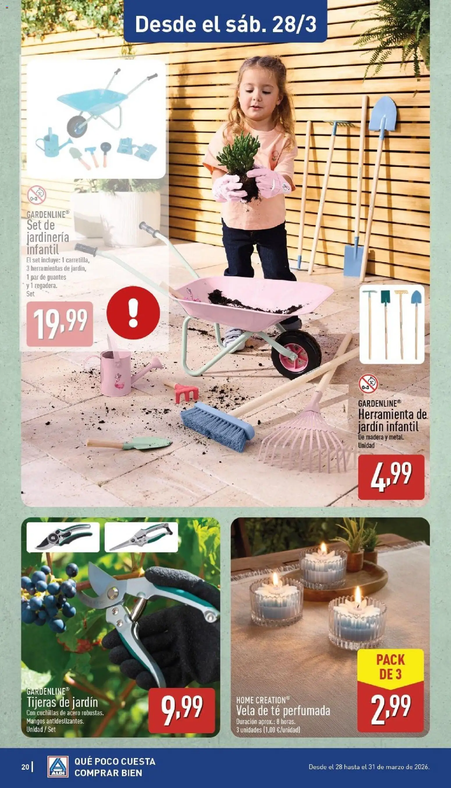Aldi folleto Península │ válido desde el 23.03.2026 | Página: 20 | Productos: Guantes, Té, Vela