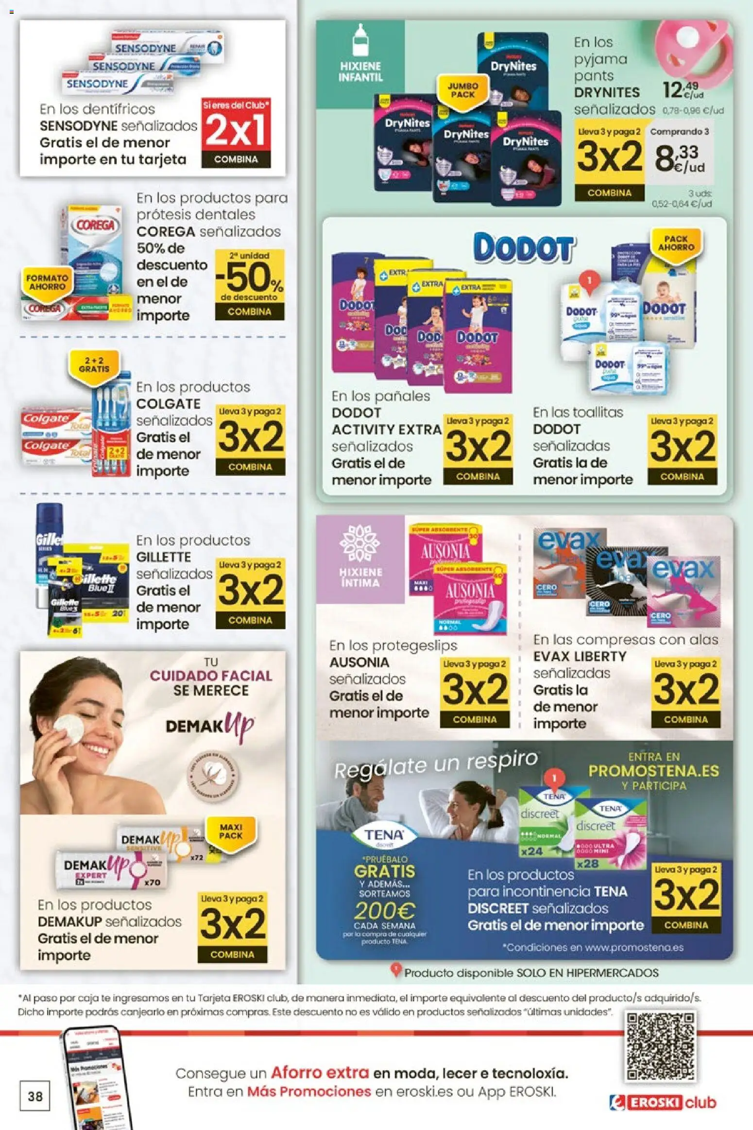 Eroski - Oferta 3x2 │ válido desde el 30.10.2025 | Página: 38 | Productos: Compresas con alas, Té, Γλυφιτζούρι, Caja