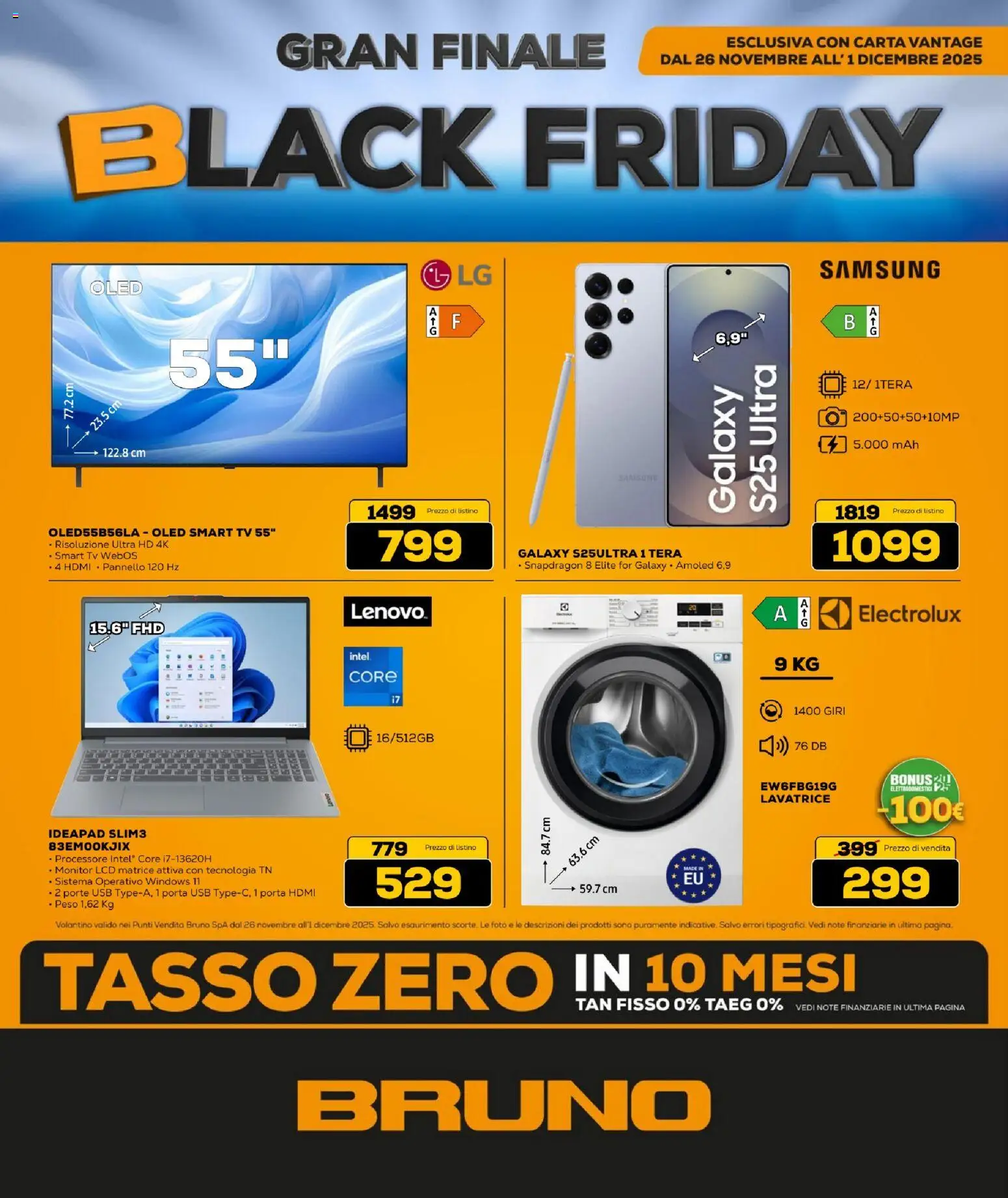 Volantino BRUNO del 26.11.2025 | Pagina: 1 | Prodotti: Monitor, TV, USB, Samsung