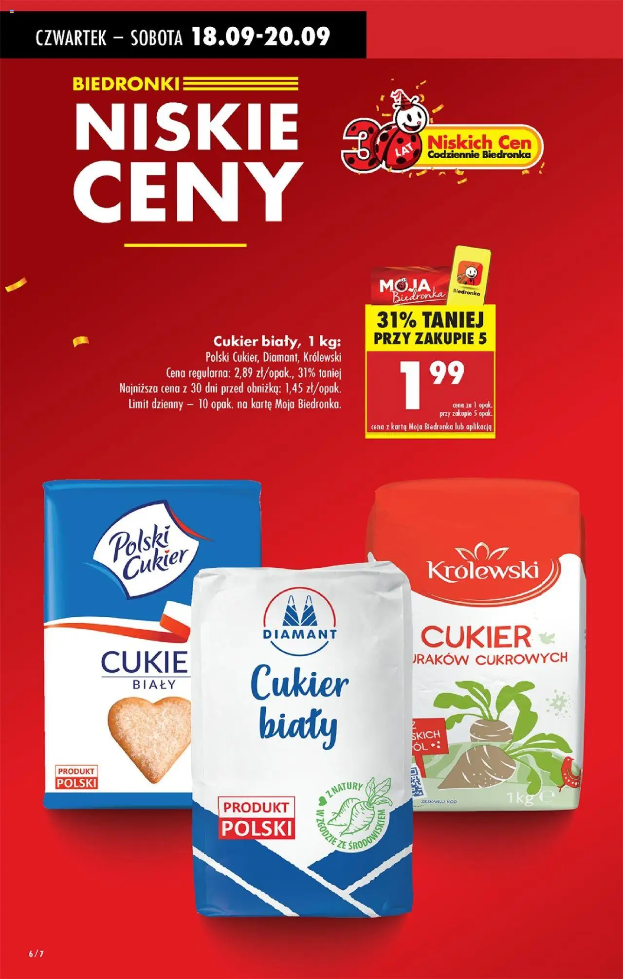 Biedronka gazetka - Oferta w tym tygodniu od 18.09.2025 | Strona: 6 | Produkty: Karta, Cukier biały, Cukier