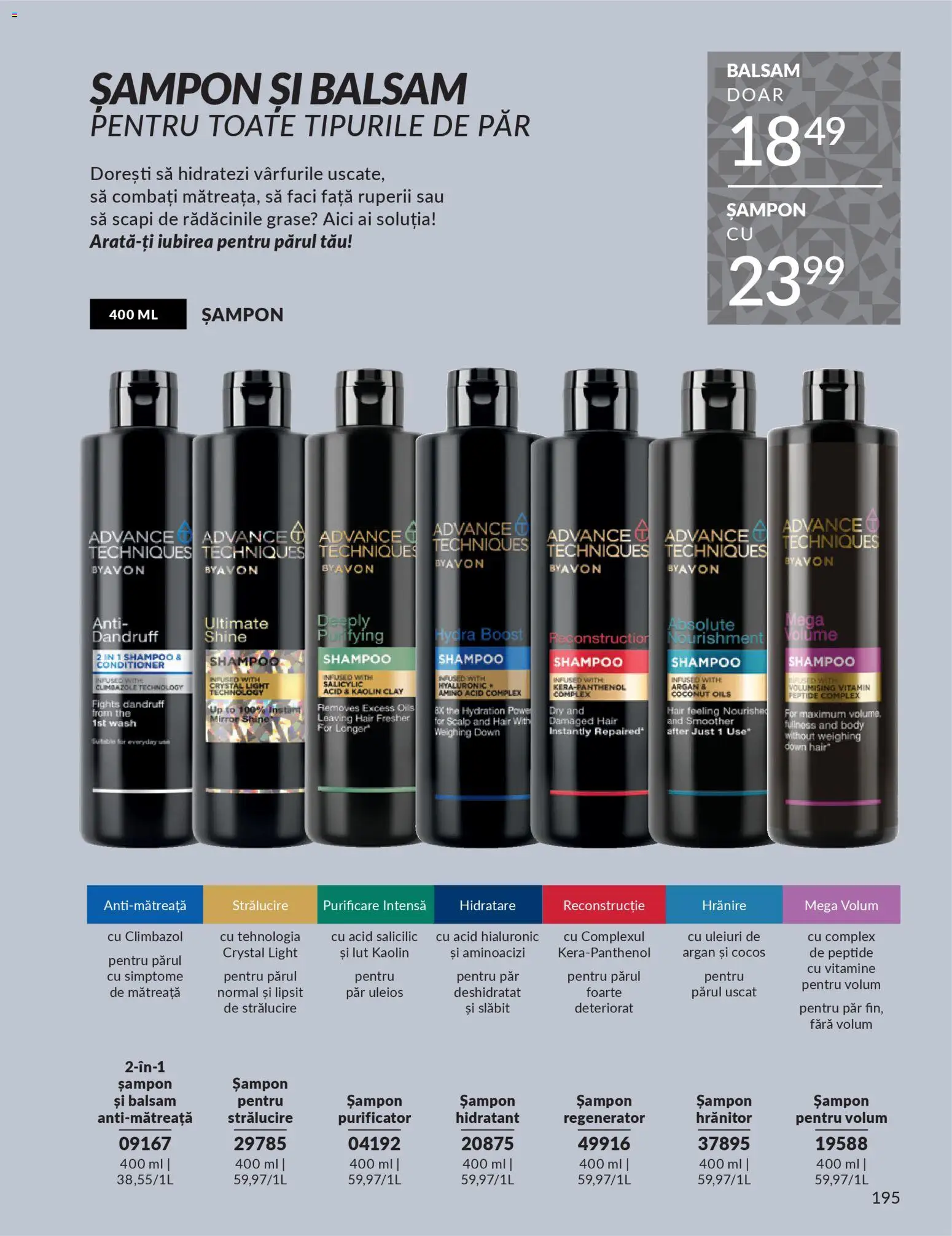 Noul catalog Avon – valabil de la 01.12.2025 | Pagină: 195 | Produse: Body, Șampon, Balsam