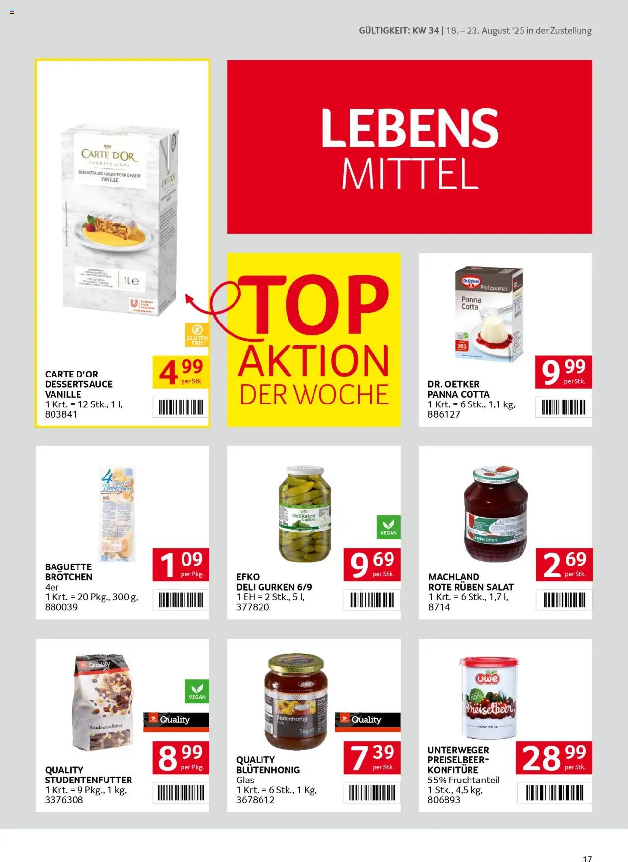 Transgourmet Zustellaktion gültig ab 17.08.2025 | Seite: 17 | Produkte: Gurken, Salat, Jääkaappipakastin