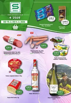 Sintra leták platný od 19.02.2026 | Strana: 1 | Produkty: Káva, Saláma, Študentská pečať, Párky