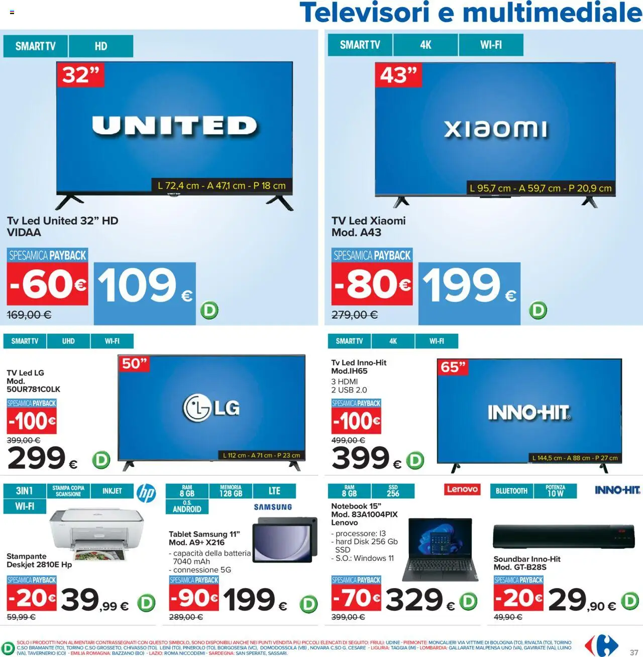 Volantino Carrefour del 23.10.2025 | Pagina: 37 | Prodotti: Notebook, Soundbar, USB, Stampa