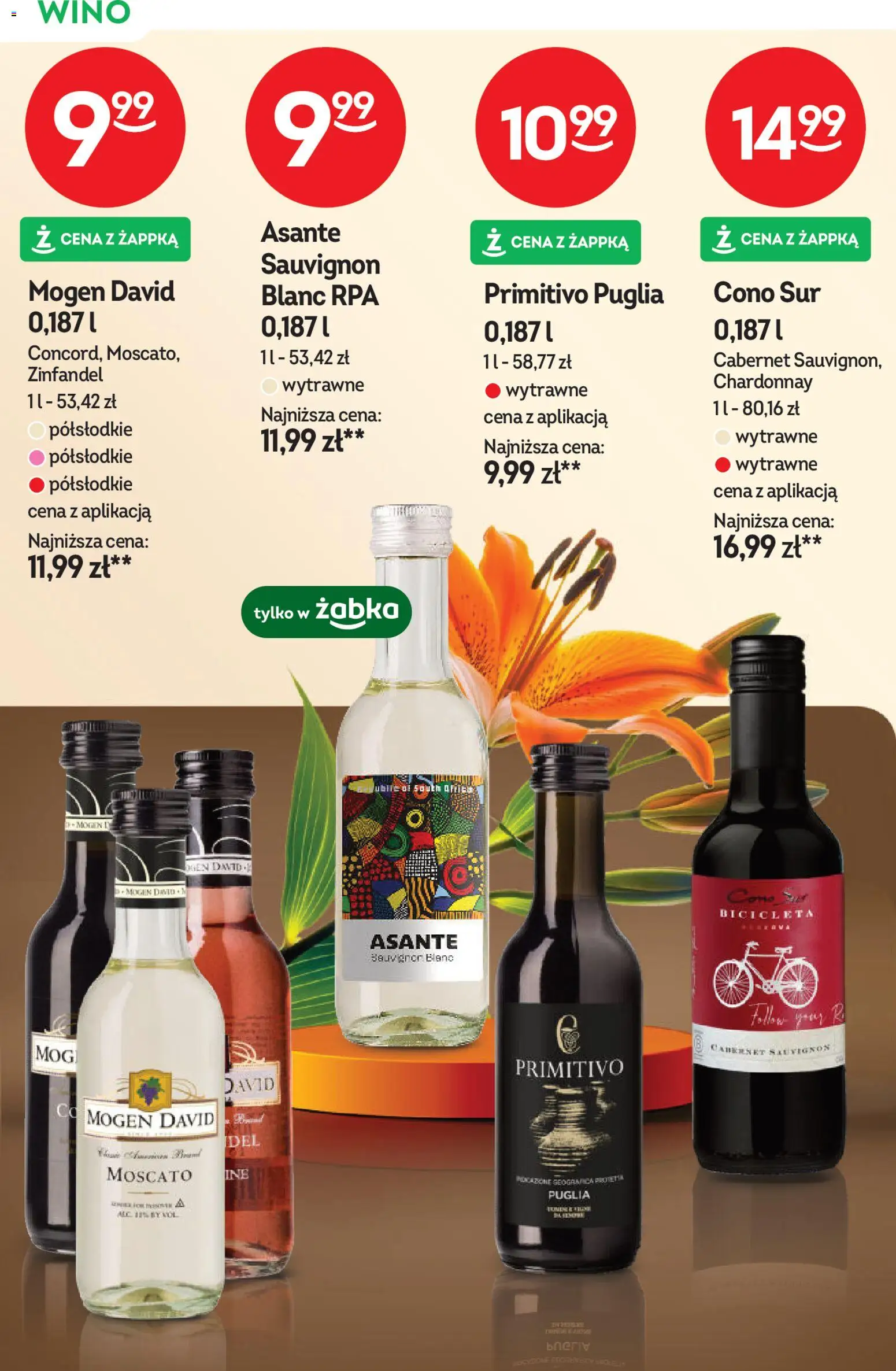 Żabka gazetka - Katalog win od 15.04.2026 | Strona: 12 | Produkty: Chardonnay, Mogen david moscato, Wino