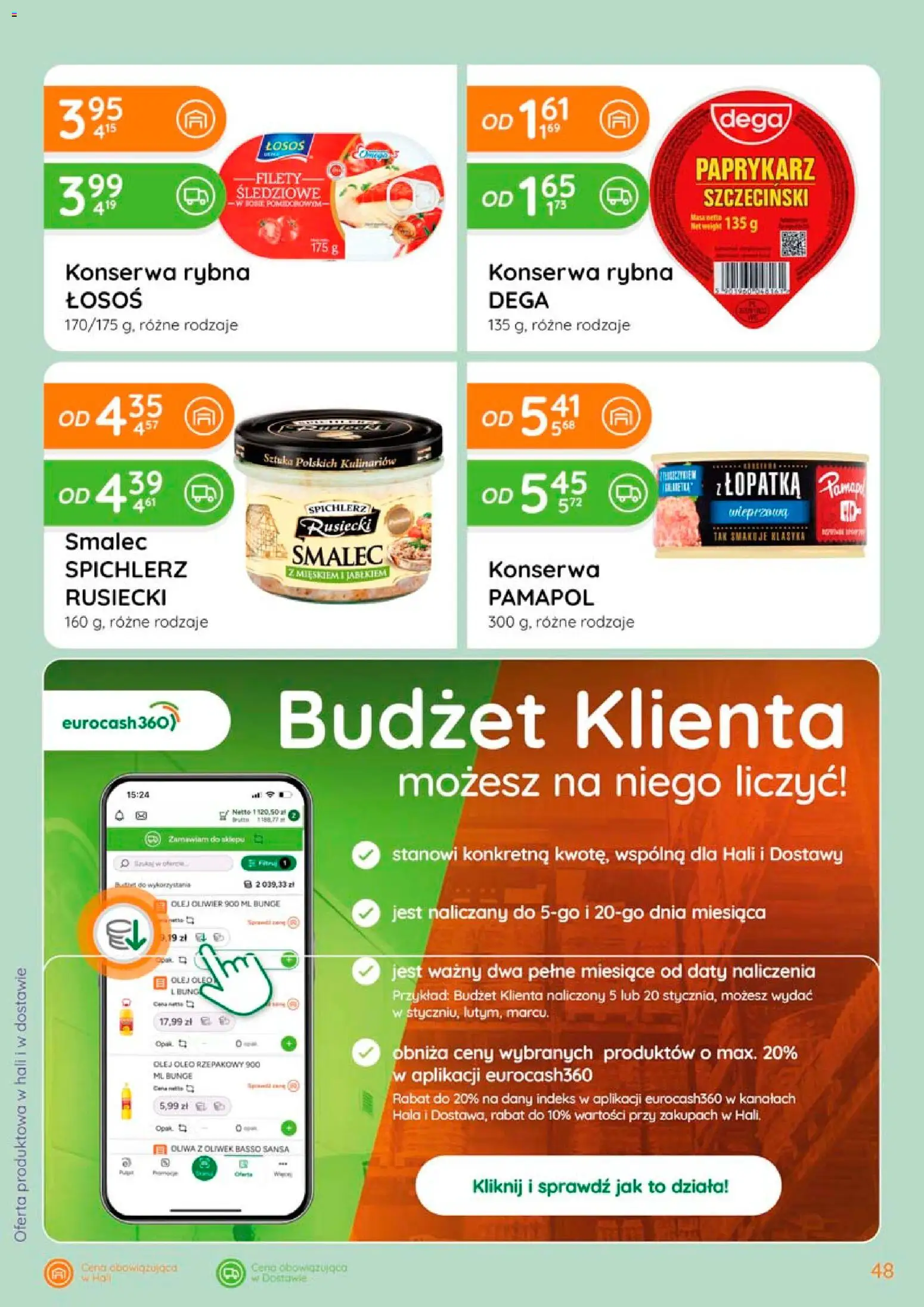 Eurocash gazetka od 02.04.2026 | Strona: 48 | Produkty: Rybna, Paprykarz szczeciński, Łosoś, Olej