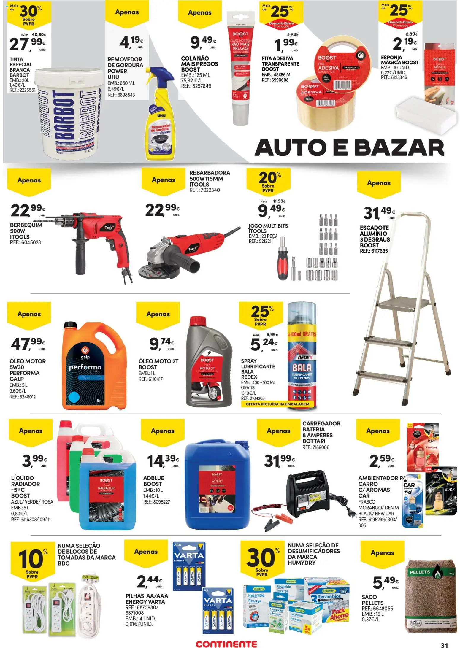 Continente - Açores │ válido de 19.02.2026 | Página: 31 | Produtos: Saco pellets, Tinta, Pilhas, Bateria