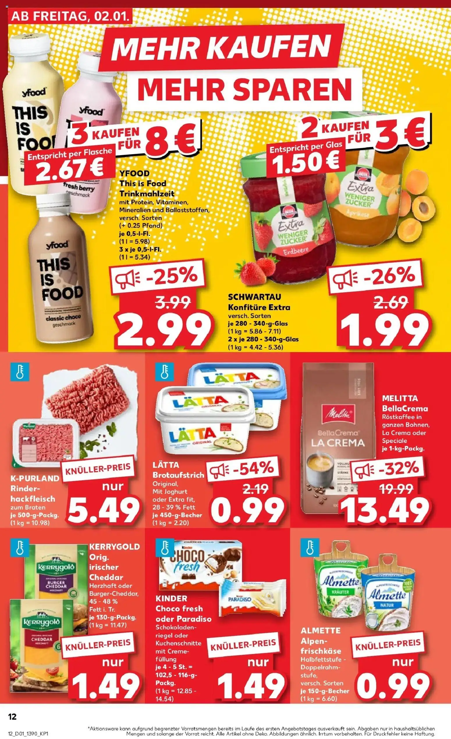 Kaufland prospekt Gevelsberg	 – gültig ab 05.01.2026 | Seite: 12 | Produkte: Melitta, Almette, Creme, Frischkase