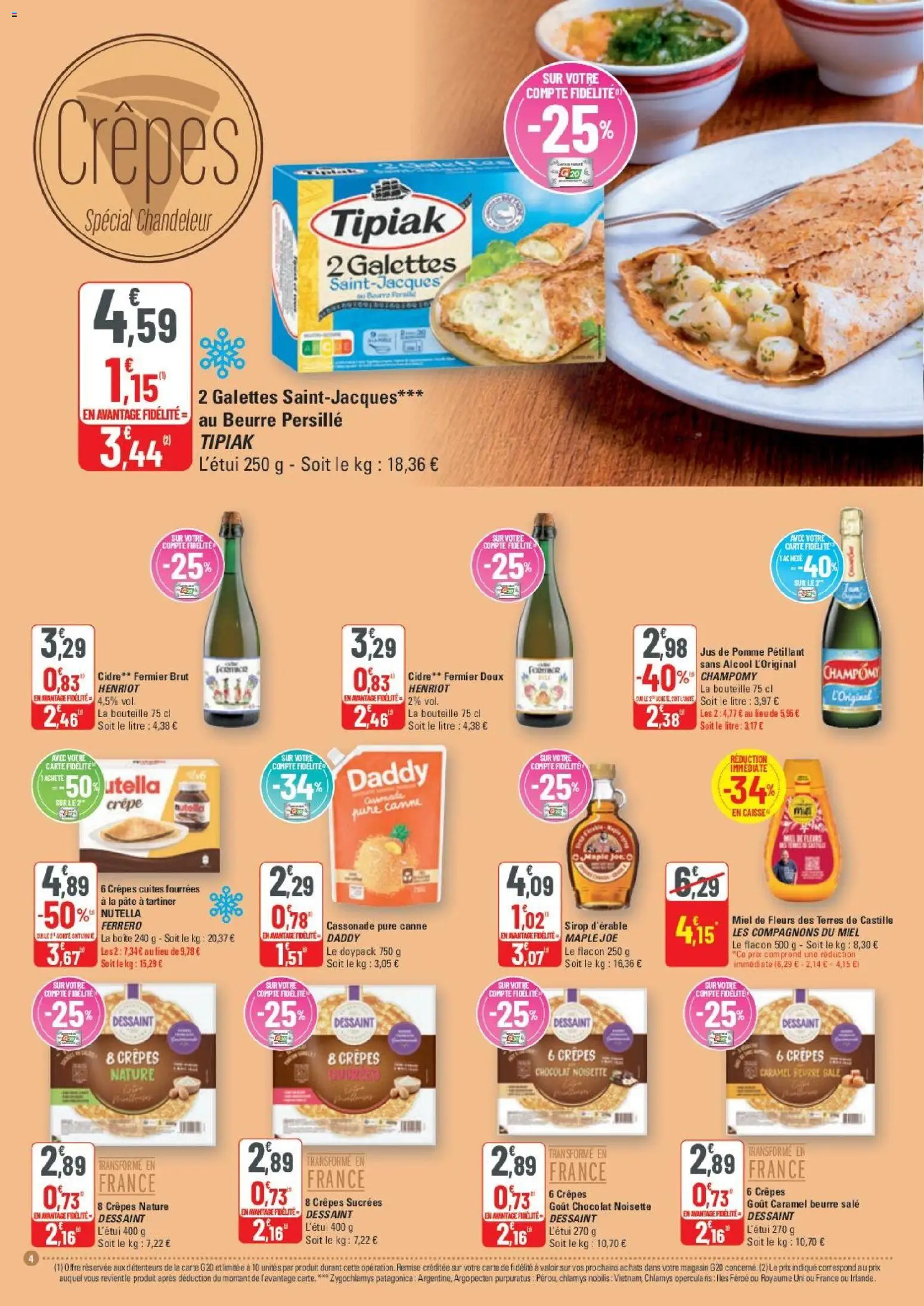 {H1} | Page: 4 | Produits: Noisette, Miel, Cidre, Chocolat