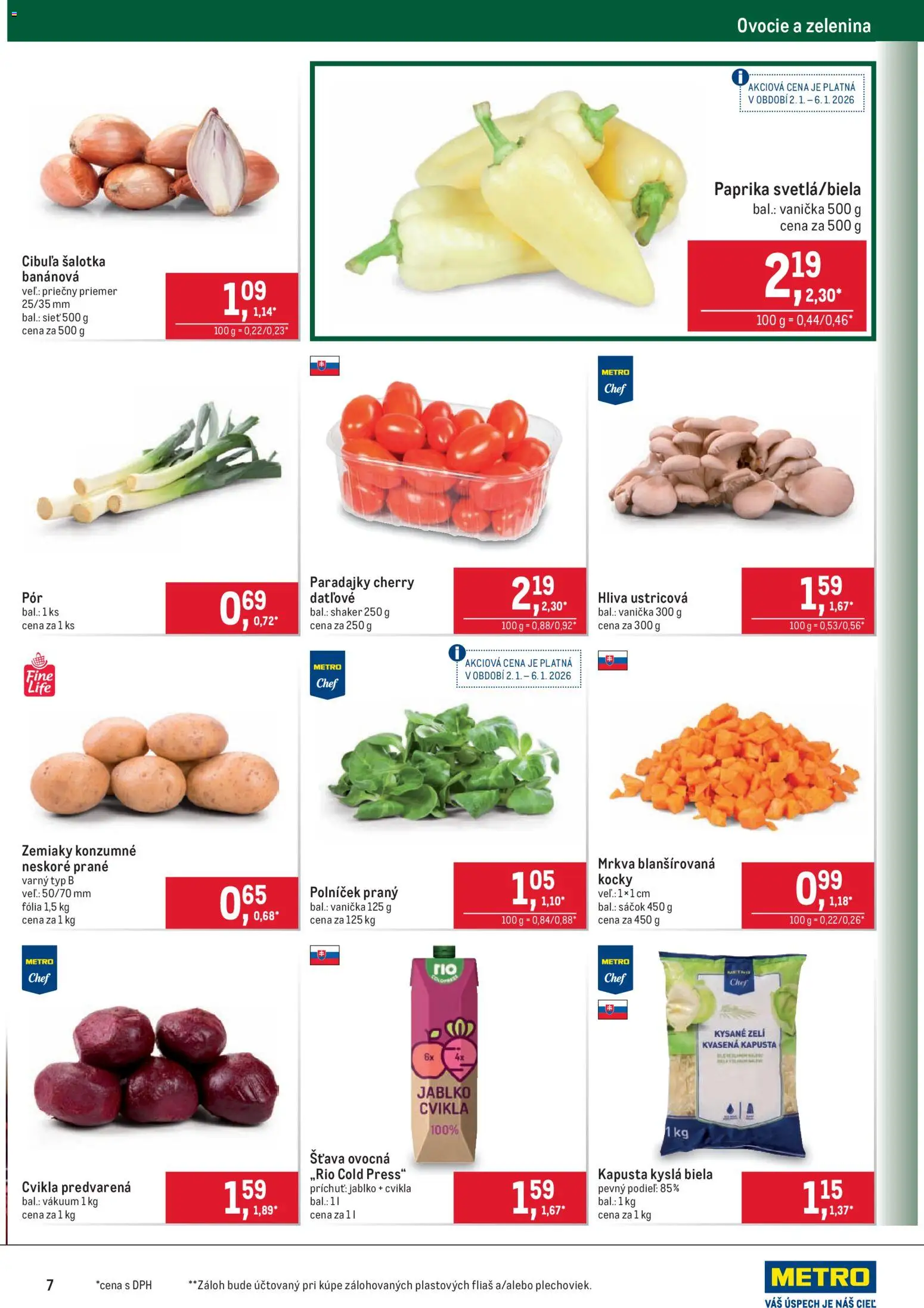 Nové Metro akcie – leták je platný od 02.01.2026 | Strana: 7 | Produkty: Cvikla, Mrkva, Zemiaky, Cibuľa
