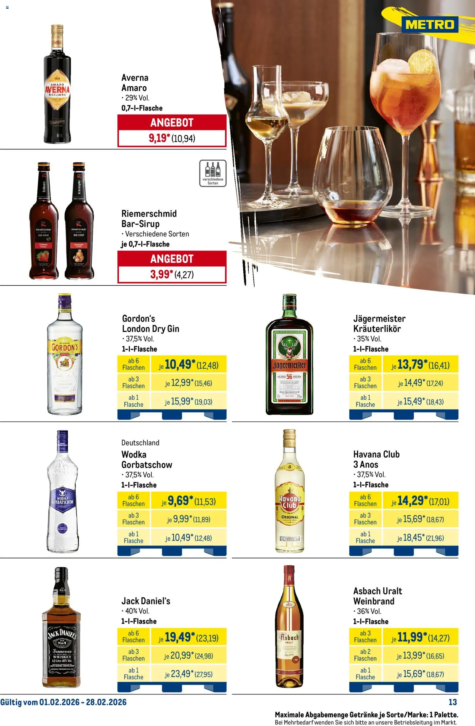 Metro Monats-Menü – gültig ab 01.02.2026 | Seite: 13 | Produkte: Granatapfel, Jack Daniel's, Wodka, Asbach