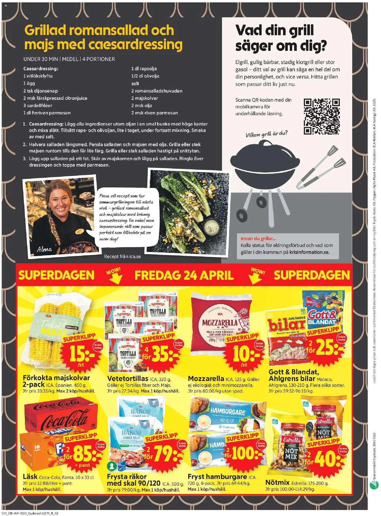 ICA Supermarket reklamblad aktuell från 20.04.2026 | Sida: 14 | Produkter: Räkor, Olivolja, Rapsolja, Papper