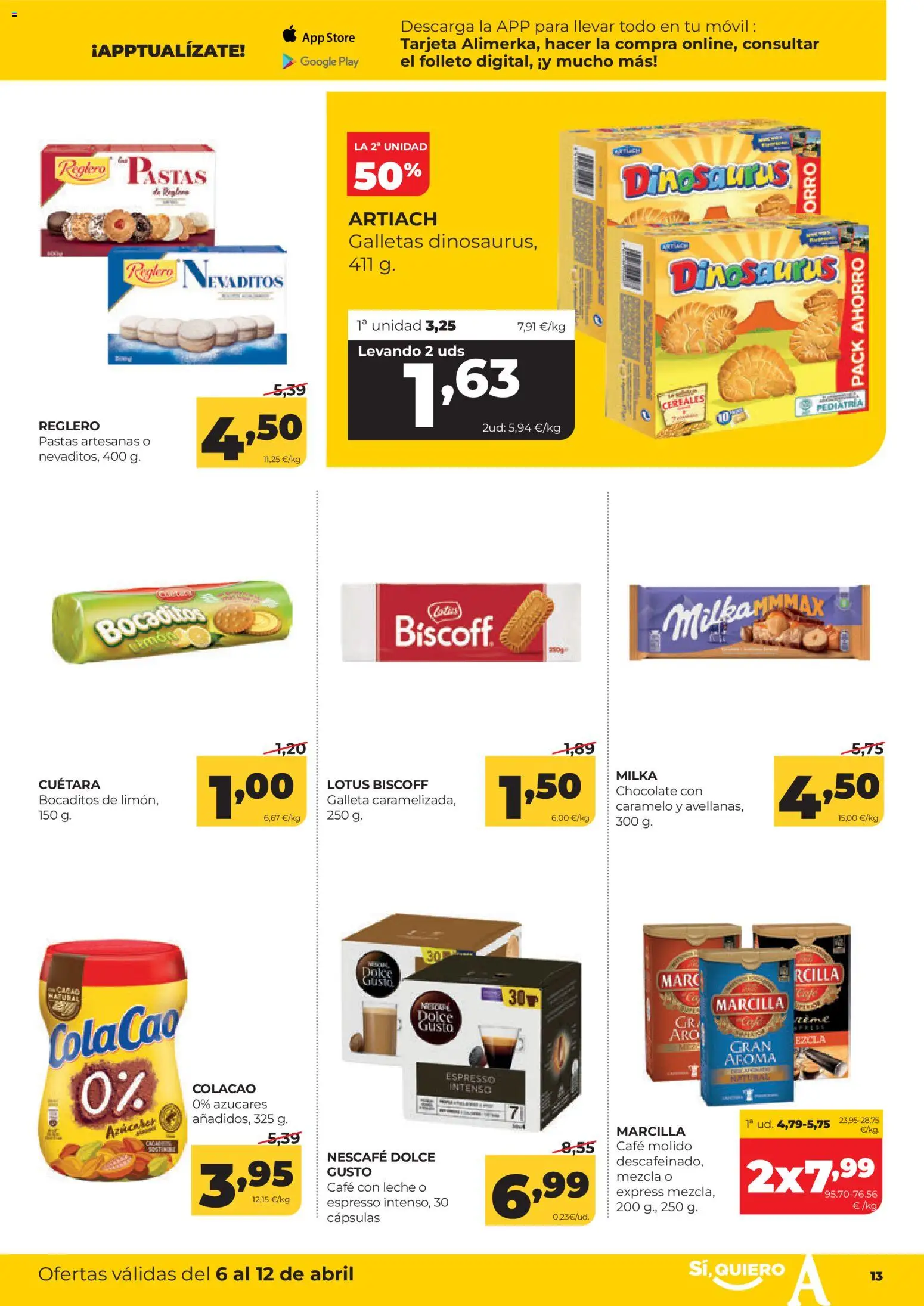 Alimerka folleto Asturias │ válido desde el 06.04.2026 | Página: 13 | Productos: Leche, Café, Chocolate, Cereales