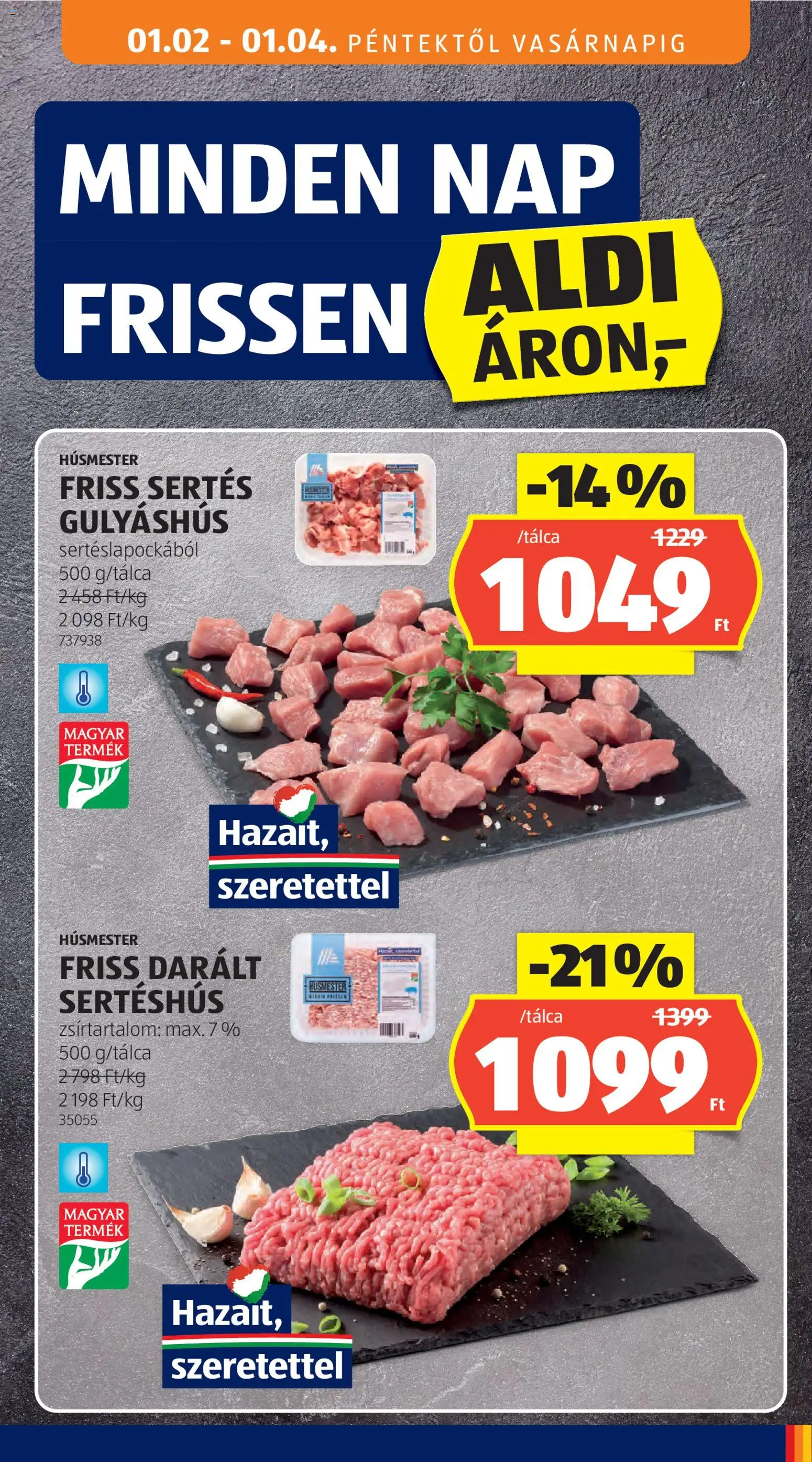 Aldi akciós ujság - amely érvényes a következő dátumtól: 02.01.2026 | Oldal: 13 | Termékek: Darált sertéshús, Sertéshús